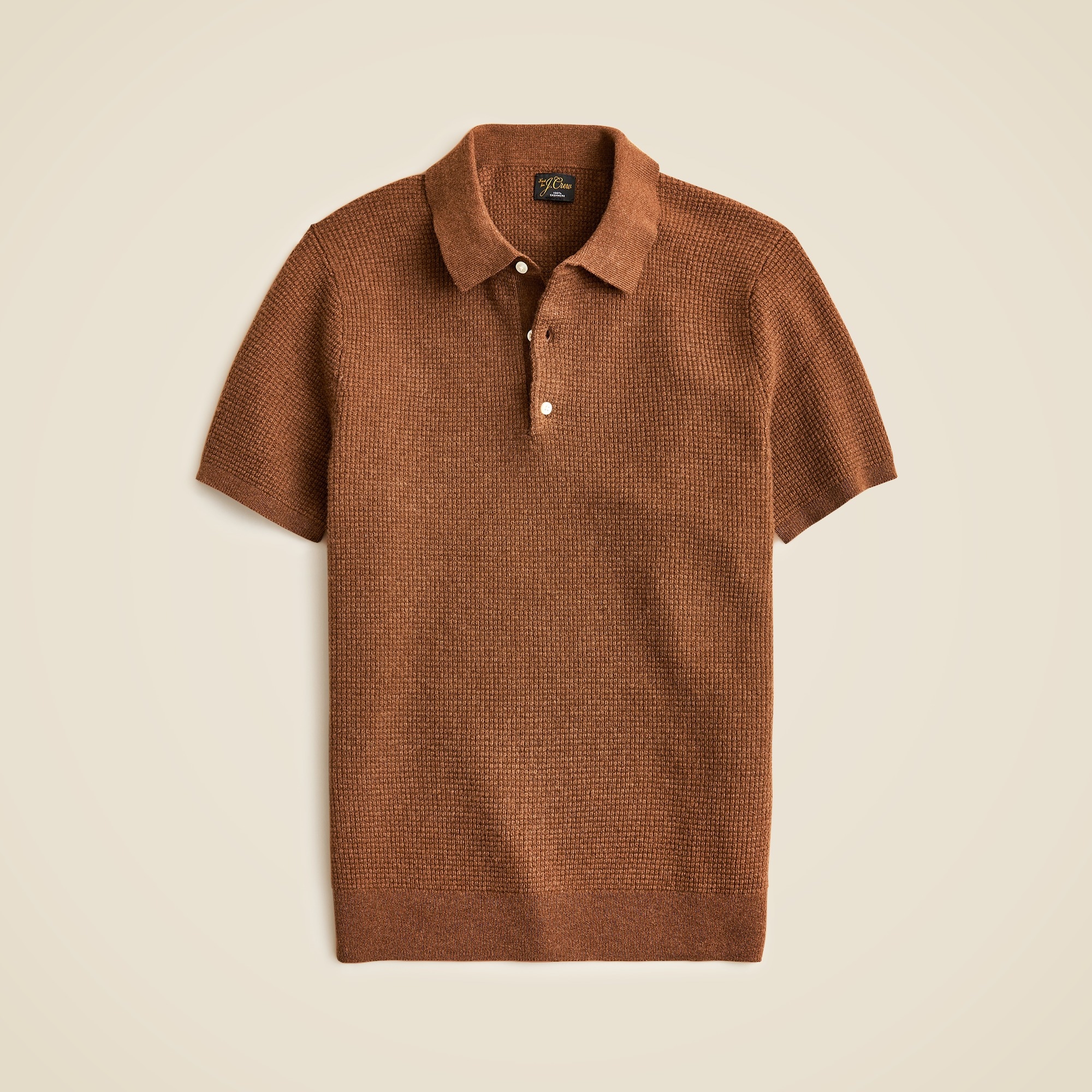 mens Short-sleeve cashmere waffle sweater-polo