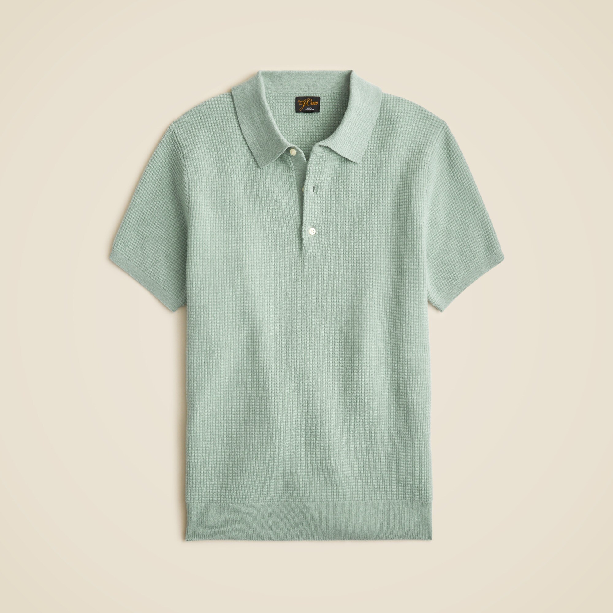 mens Short-sleeve cashmere waffle sweater-polo