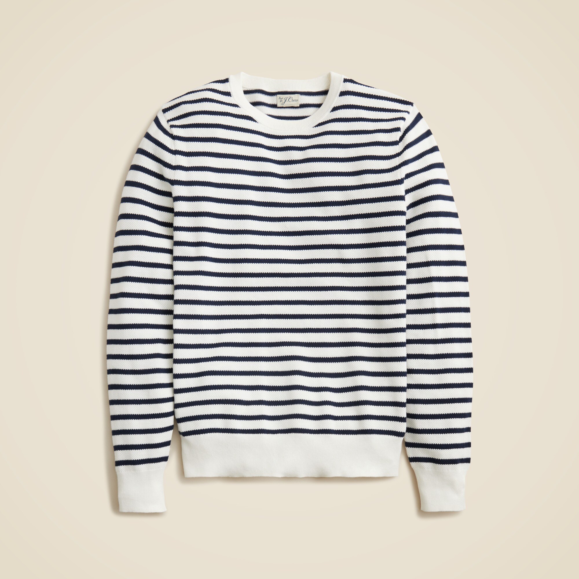 Cotton Piqué-stitch Sweater In Stripe For Men | J.Crew