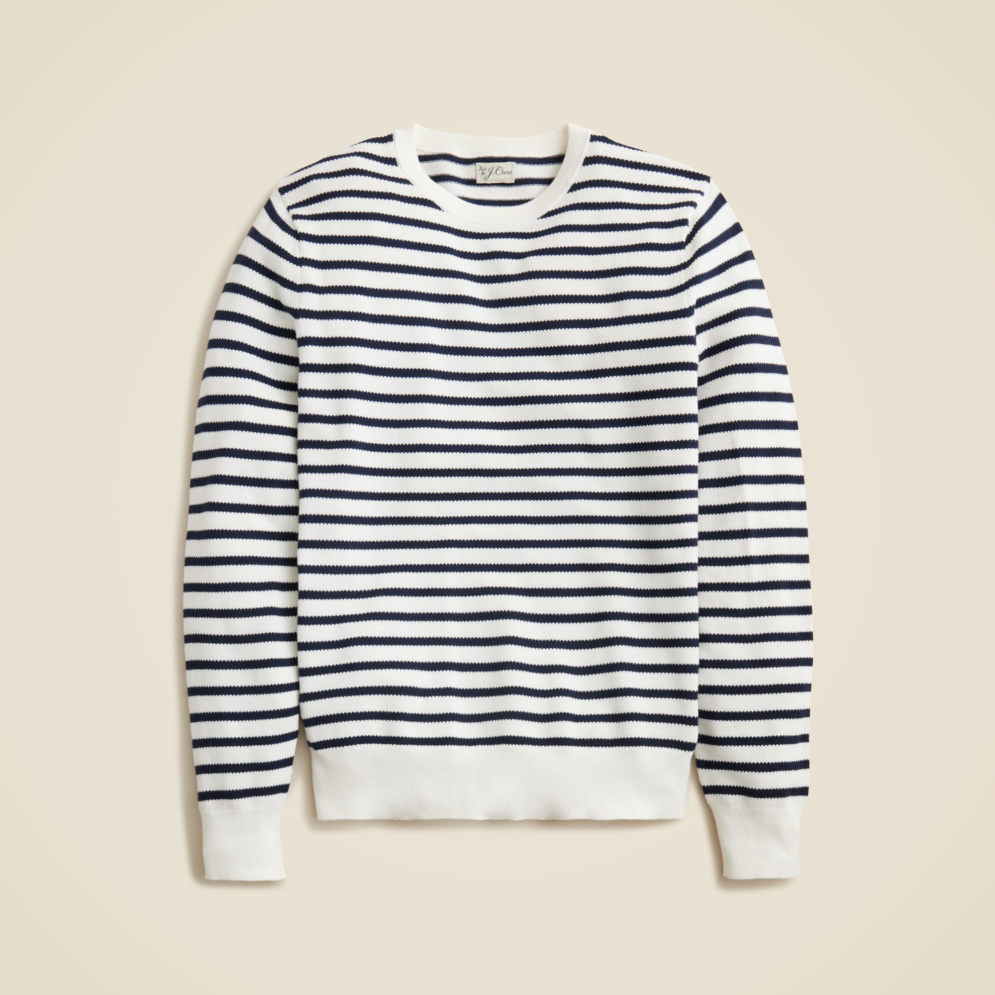Cotton piqué-stitch sweater in stripe