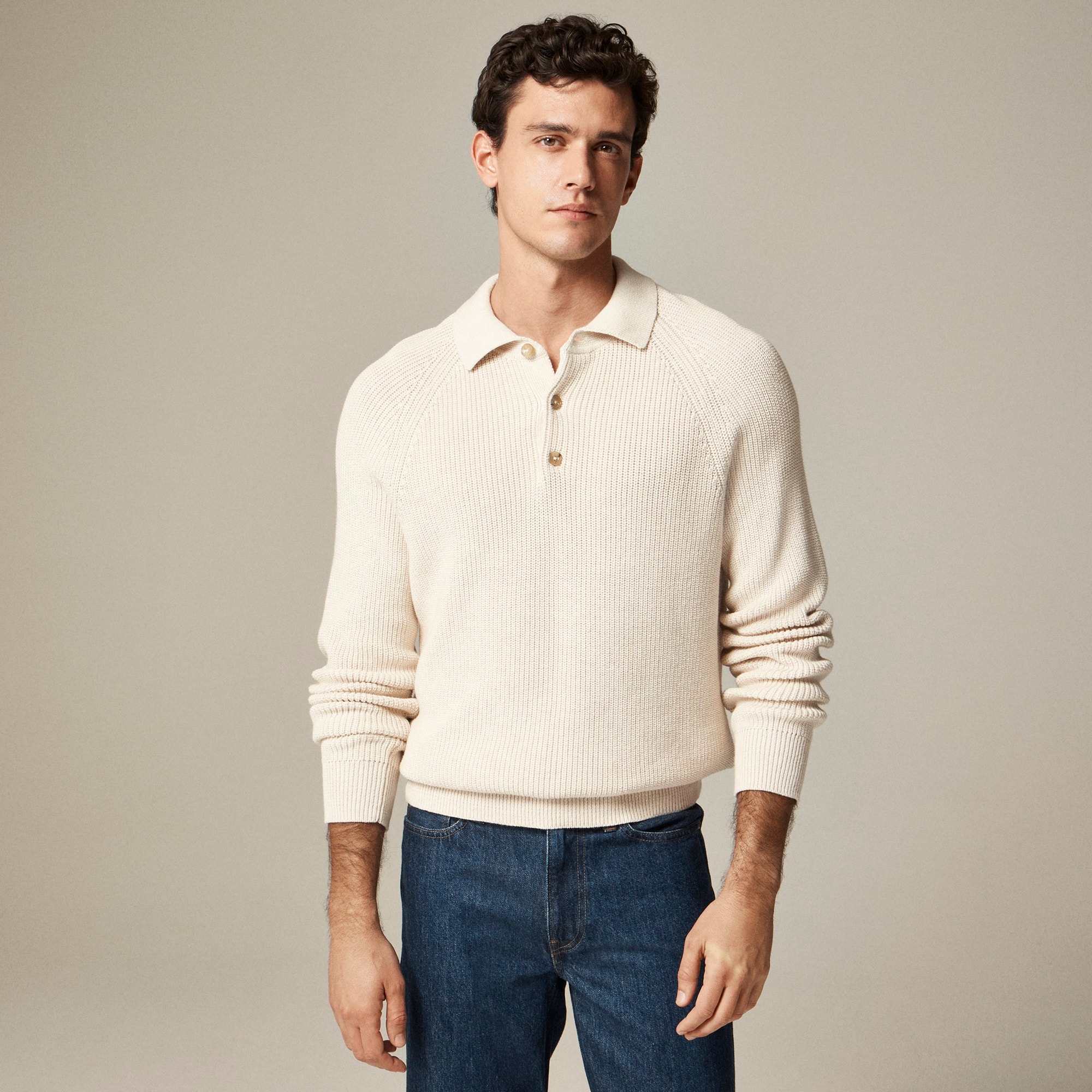 Ribbed heritage cotton sweater-polo