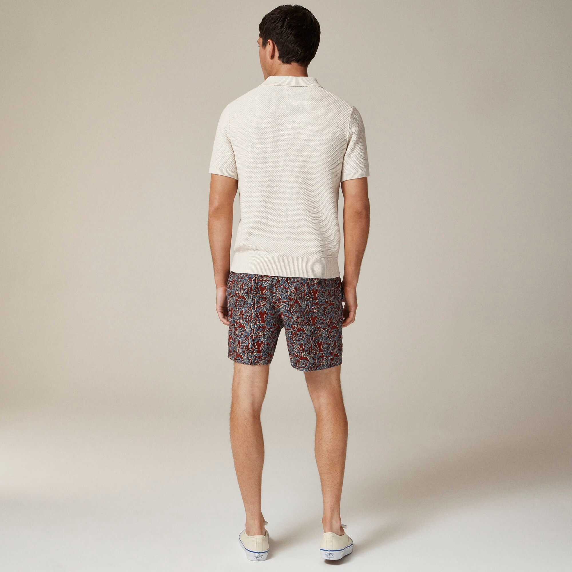 Short-sleeve cotton seed-stitch sweater-polo