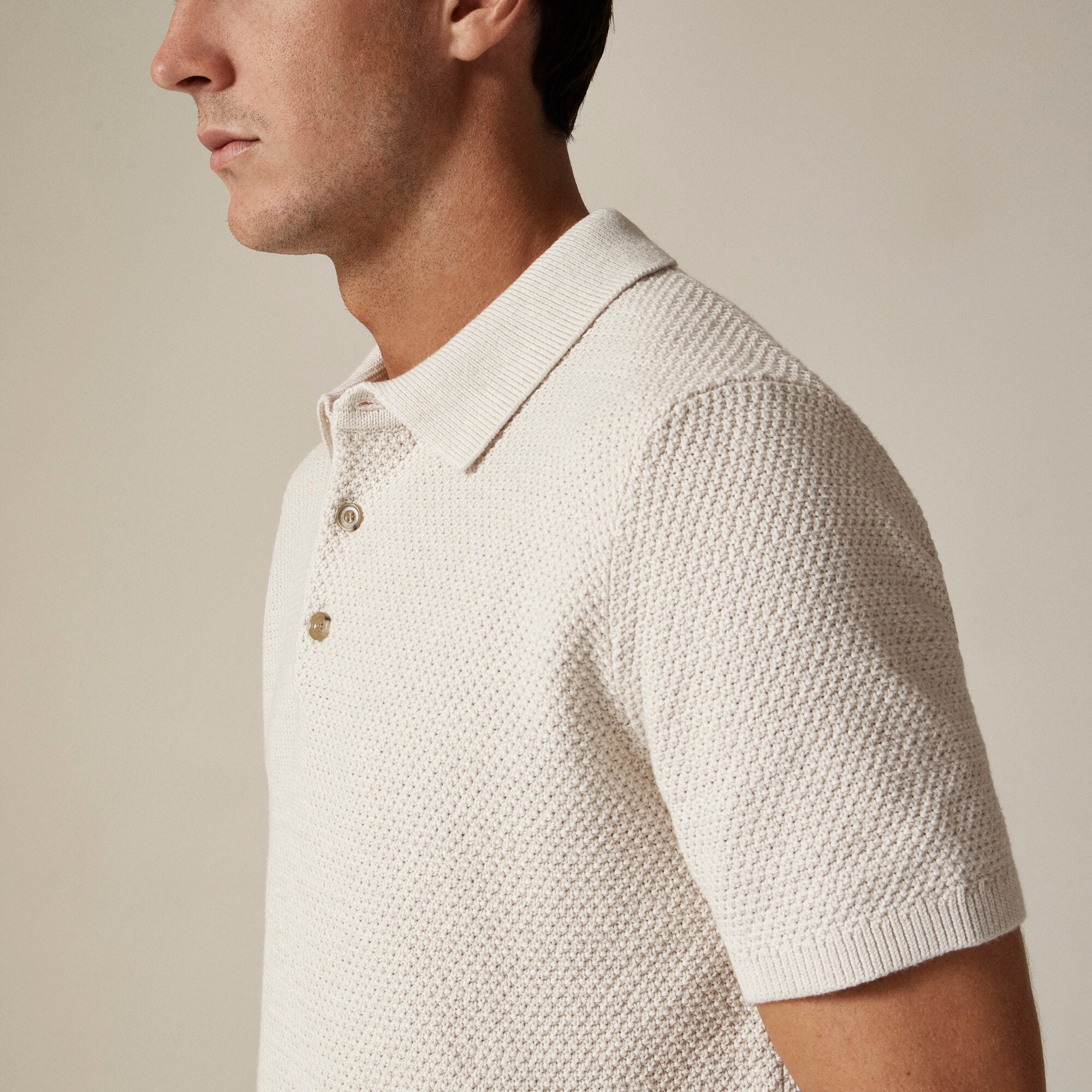 Short-sleeve Cotton Seed-stitch Sweater-polo For Men | J.Crew