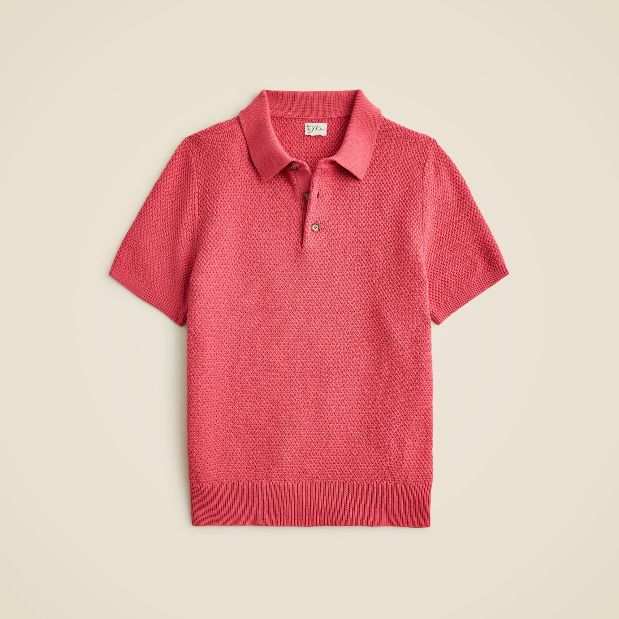 Short-sleeve cotton seed-stitch sweater-polo