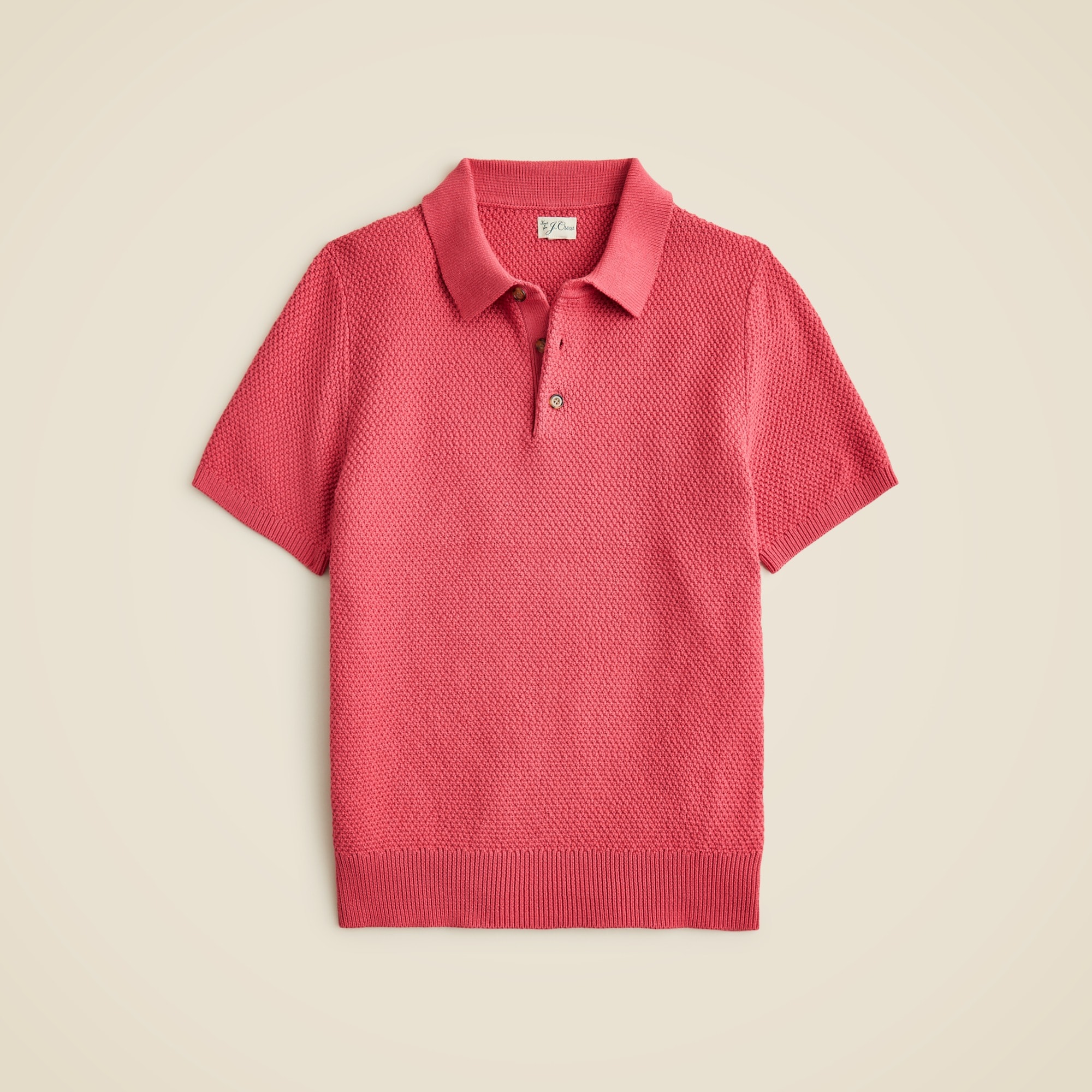 Short-sleeve cotton seed-stitch sweater-polo