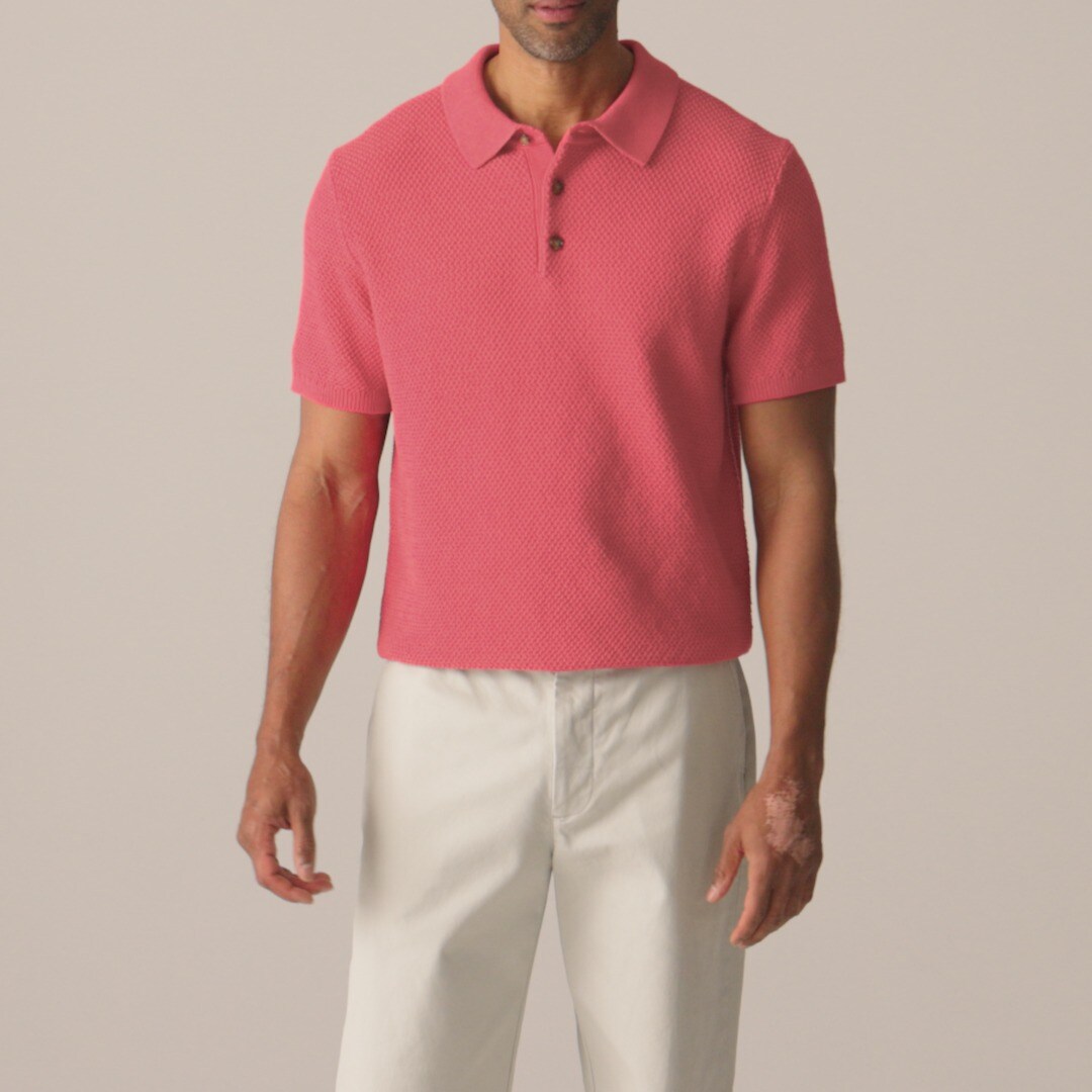 Short-sleeve Cotton Seed-stitch Sweater-polo For Men | J.Crew