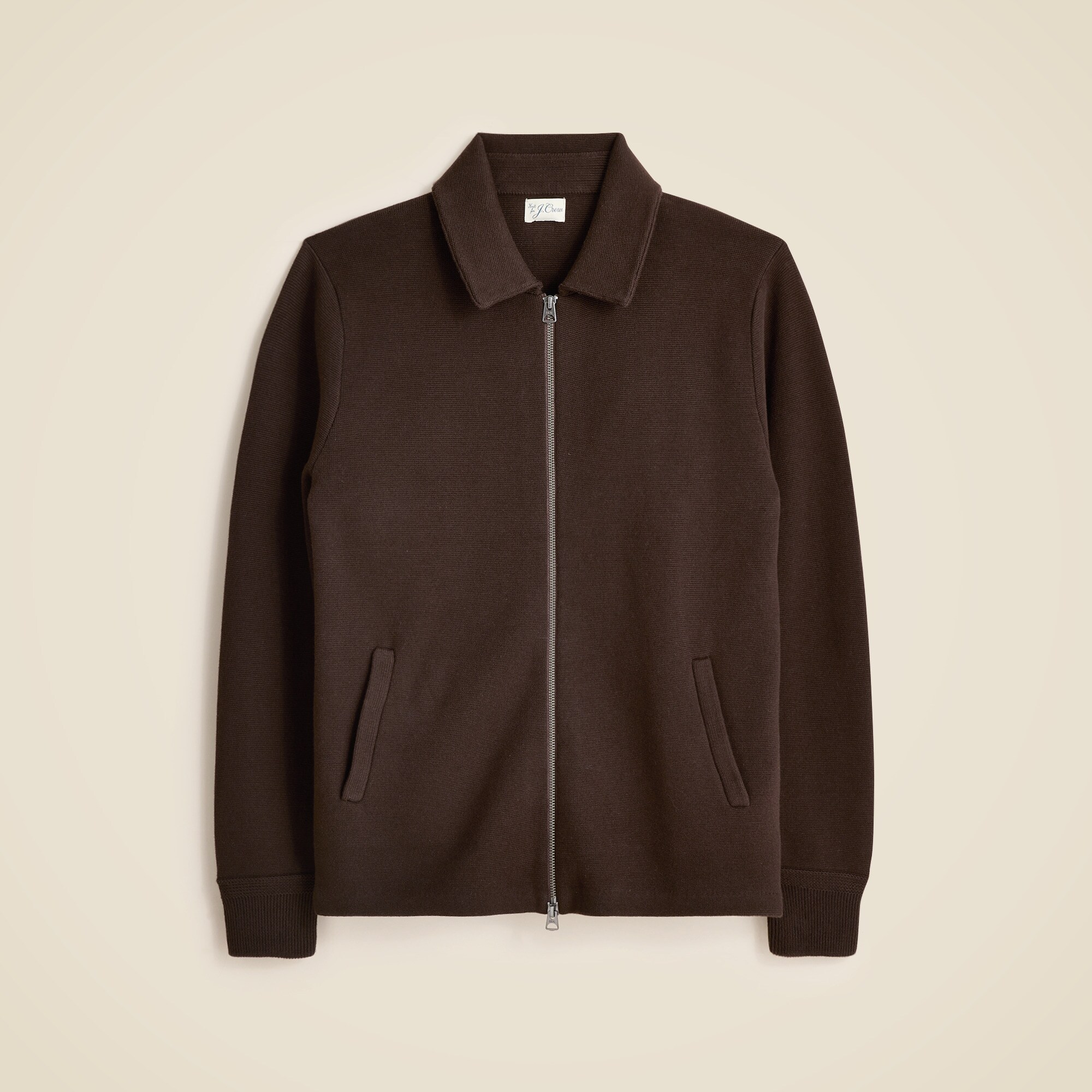 Cotton milano-stitch coach's sweater-jacket