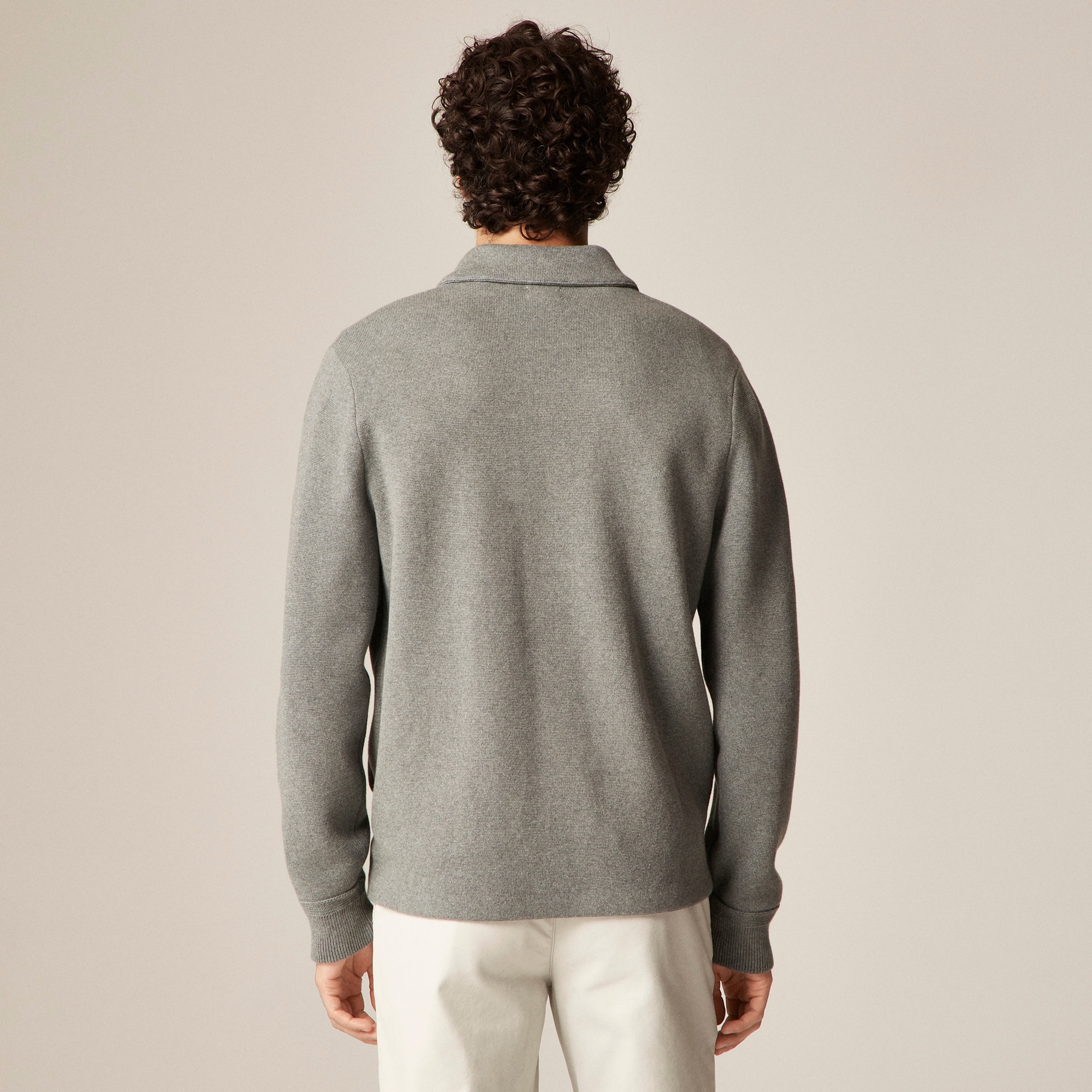 Cotton milano-stitch coach's sweater-jacket