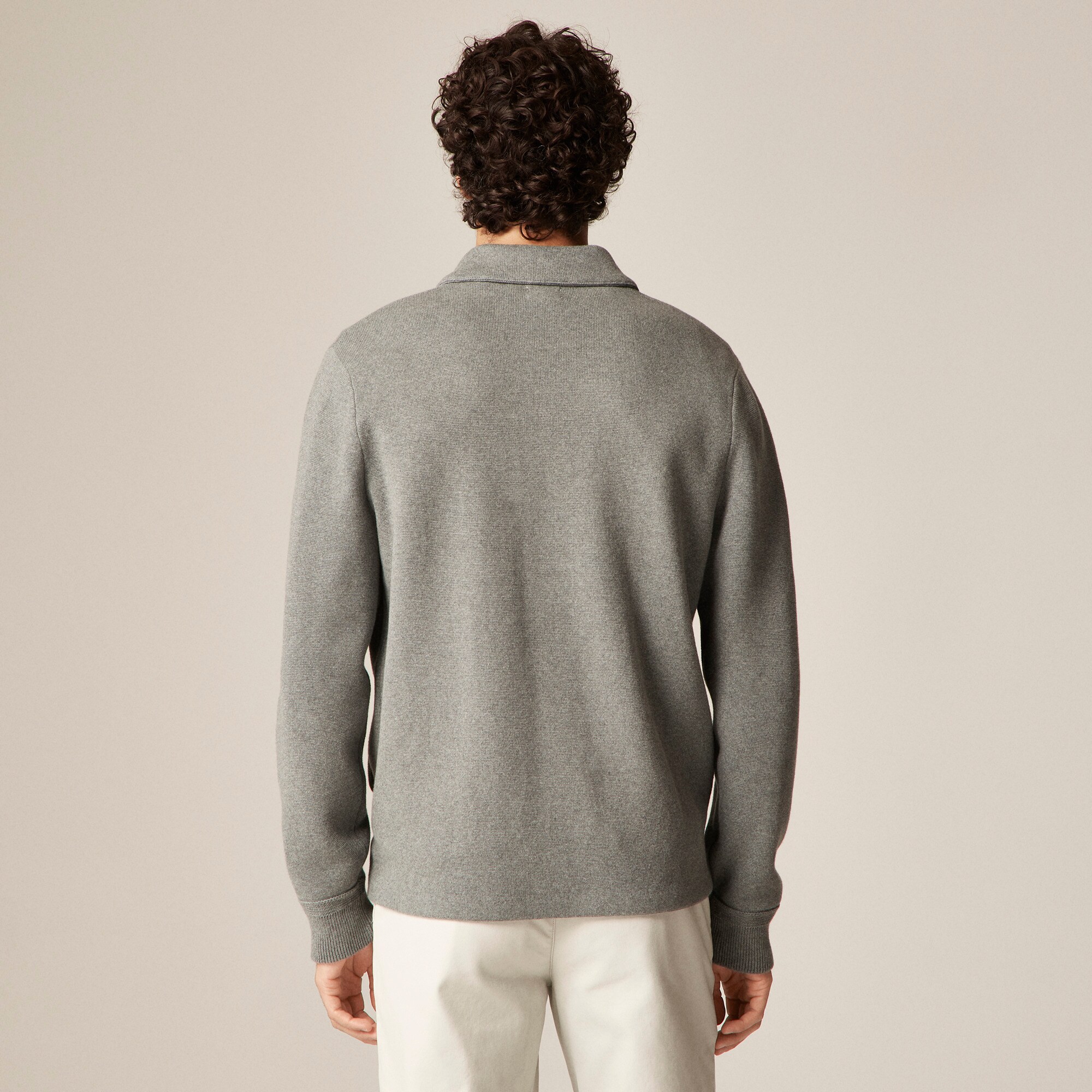Cotton milano-stitch coach's sweater-jacket