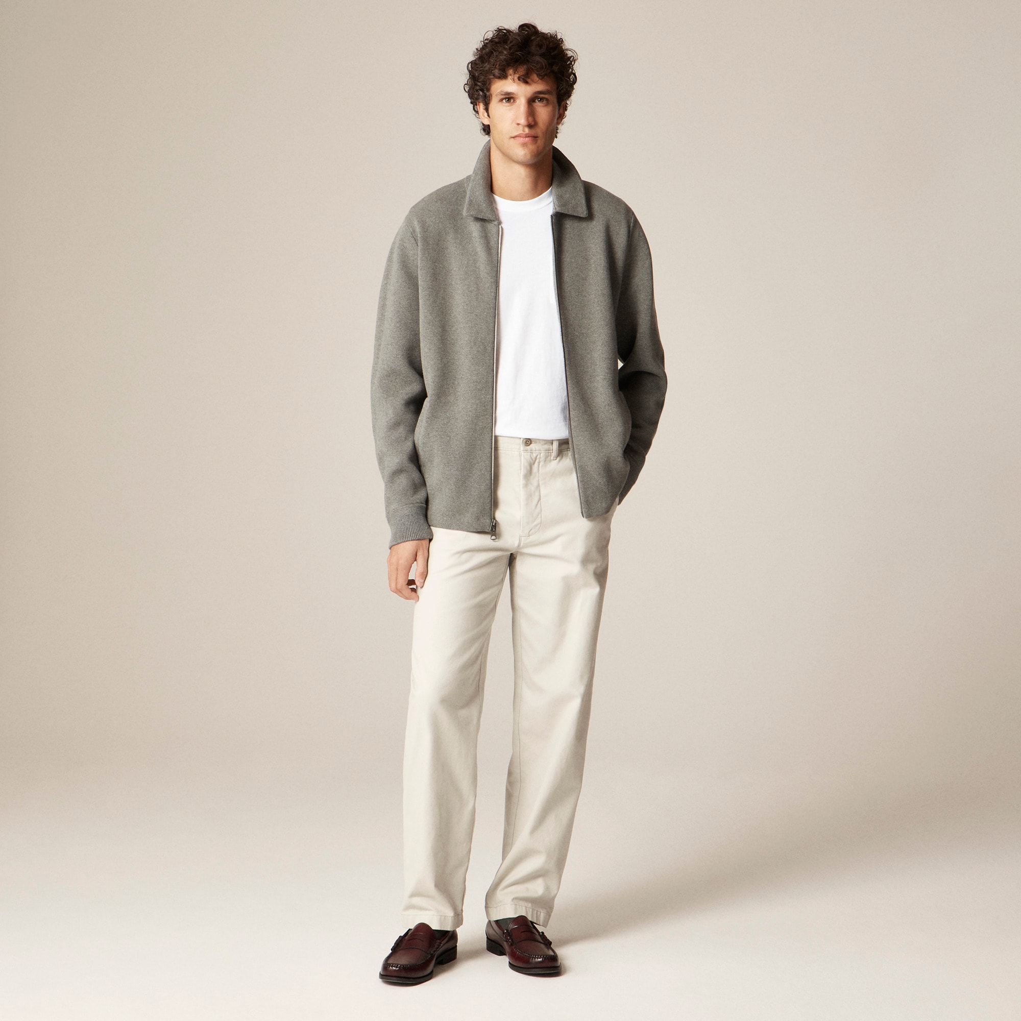 Cotton milano-stitch coach's sweater-jacket