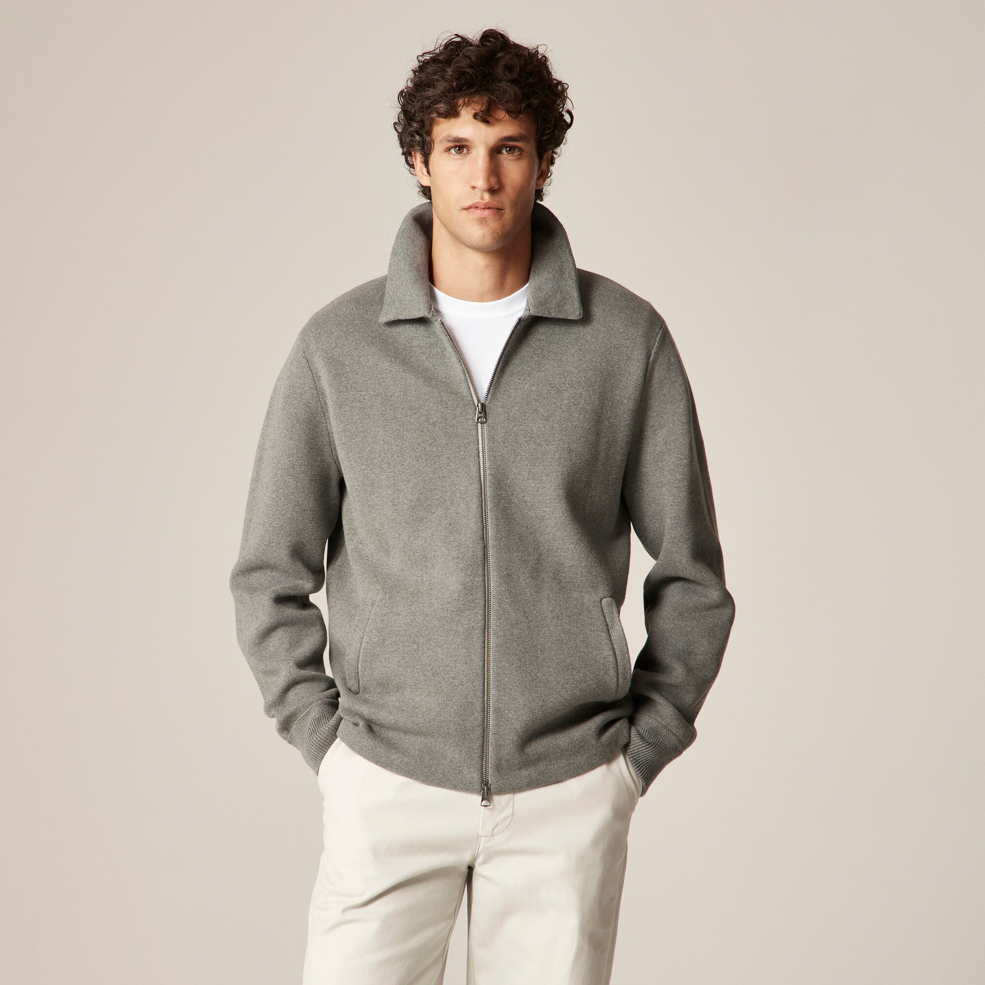  Cotton milano-stitch coach's sweater-jacket