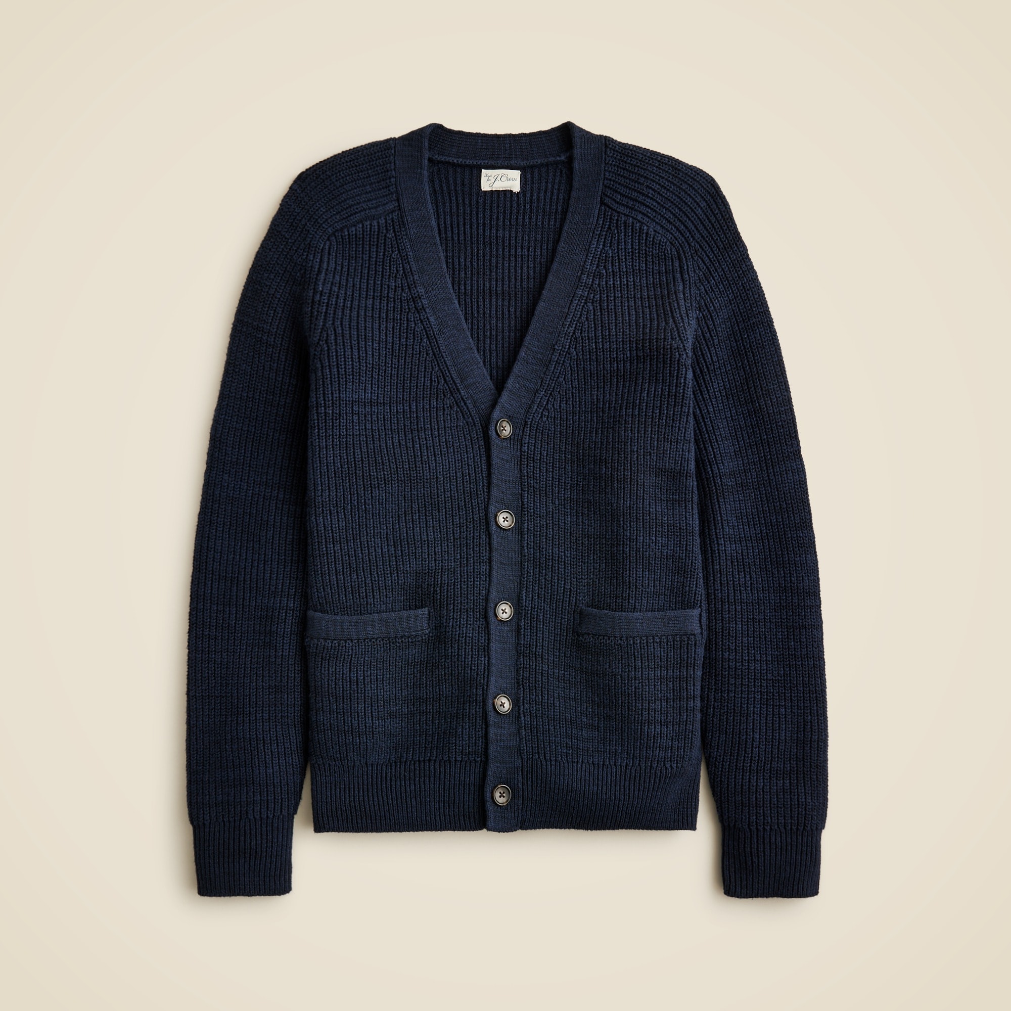 mens Linen-cotton blend V-neck cardigan