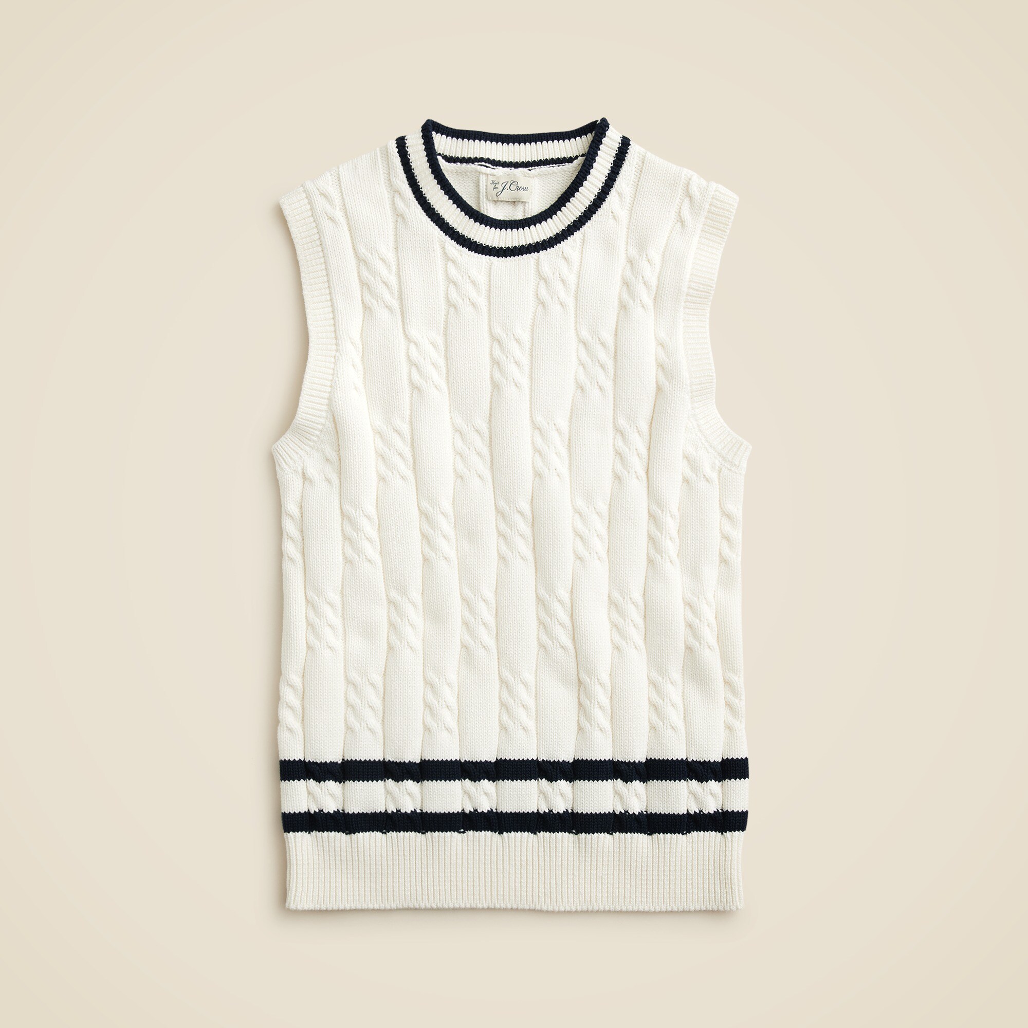 Cotton Varsity Cable-knit Sweater-vest For Men | J.Crew