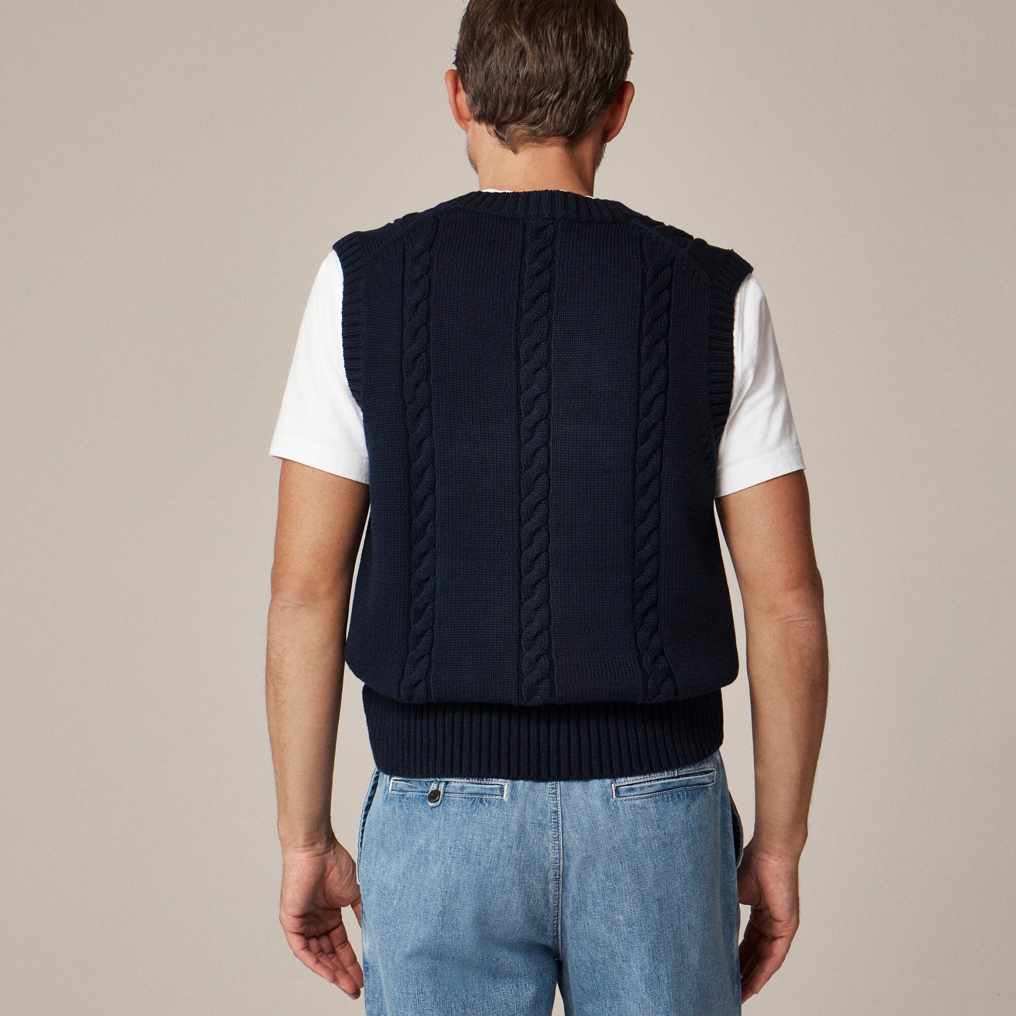 Cotton cable-knit sweater-vest