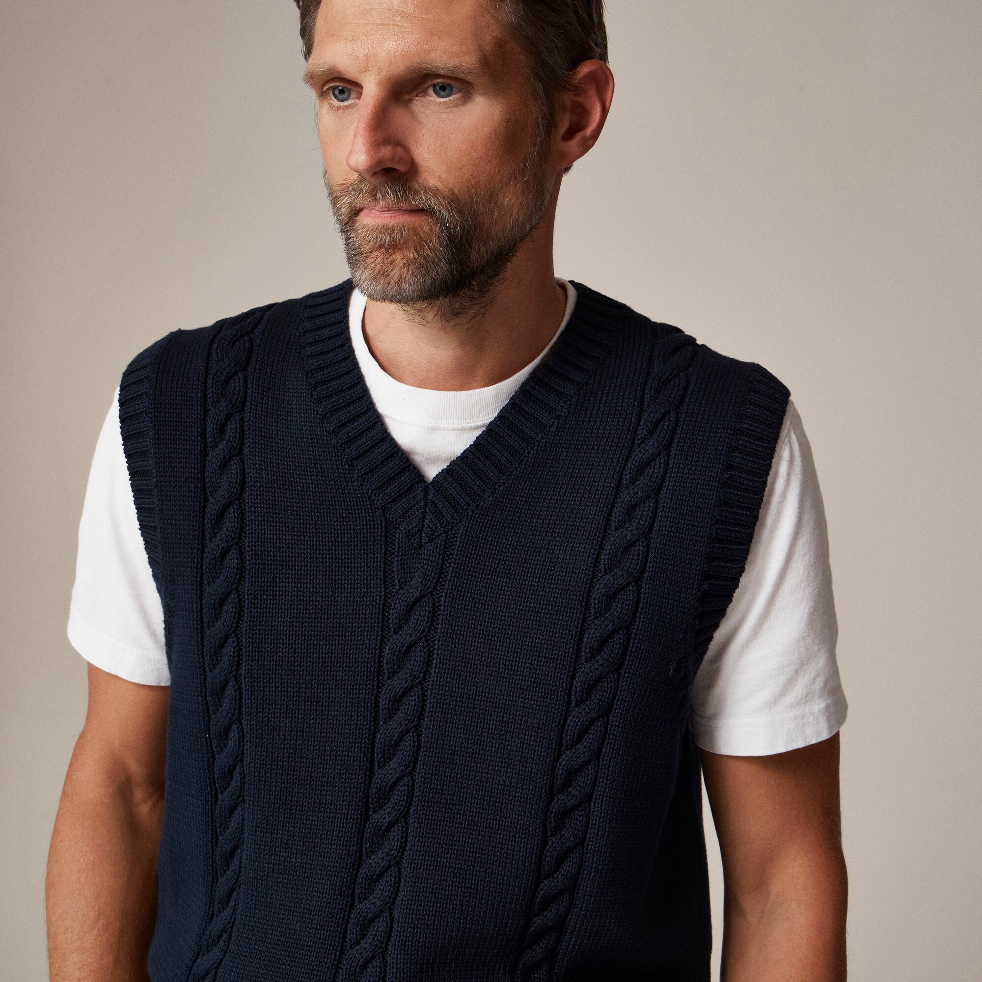 Cotton cable-knit sweater-vest