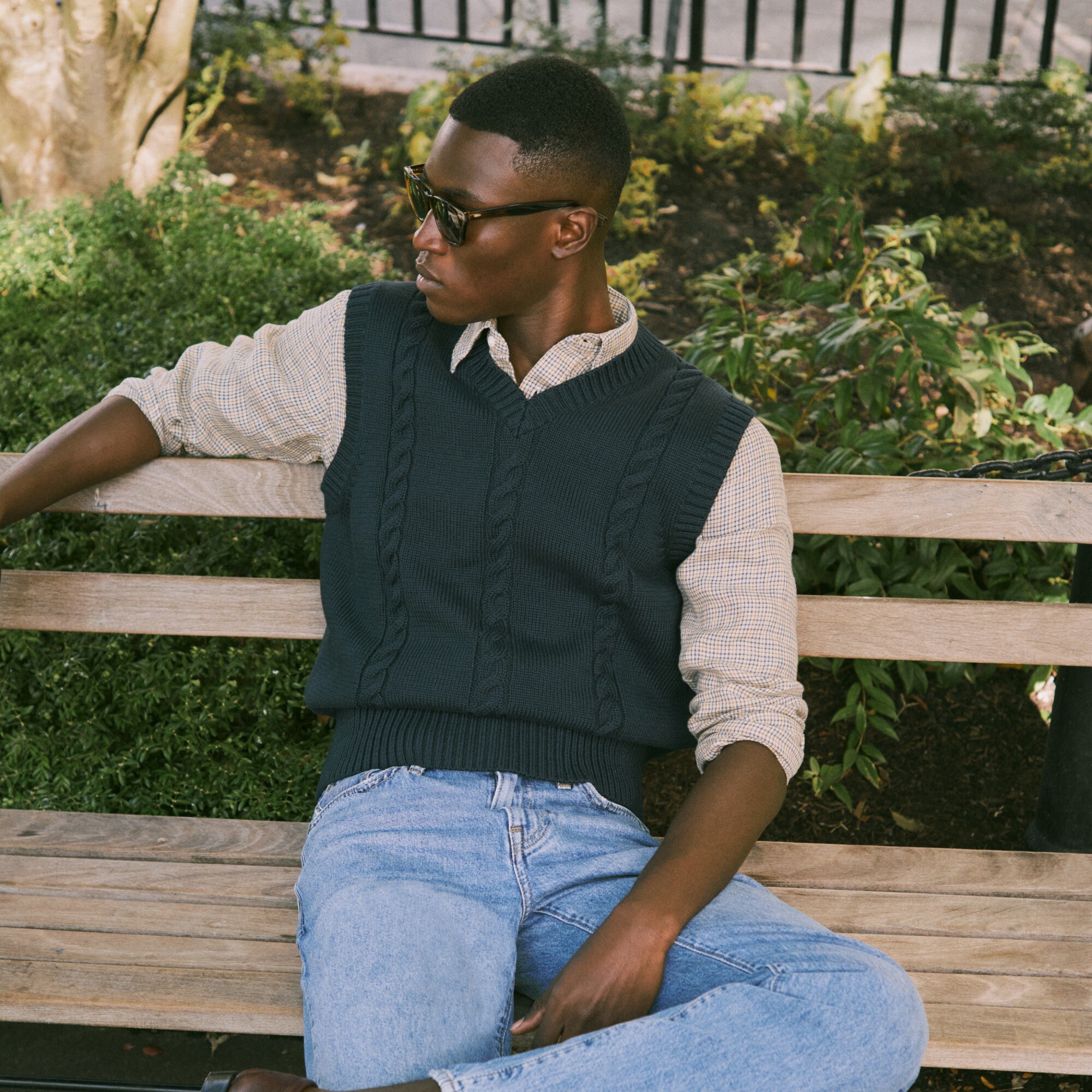 Cotton cable-knit sweater-vest