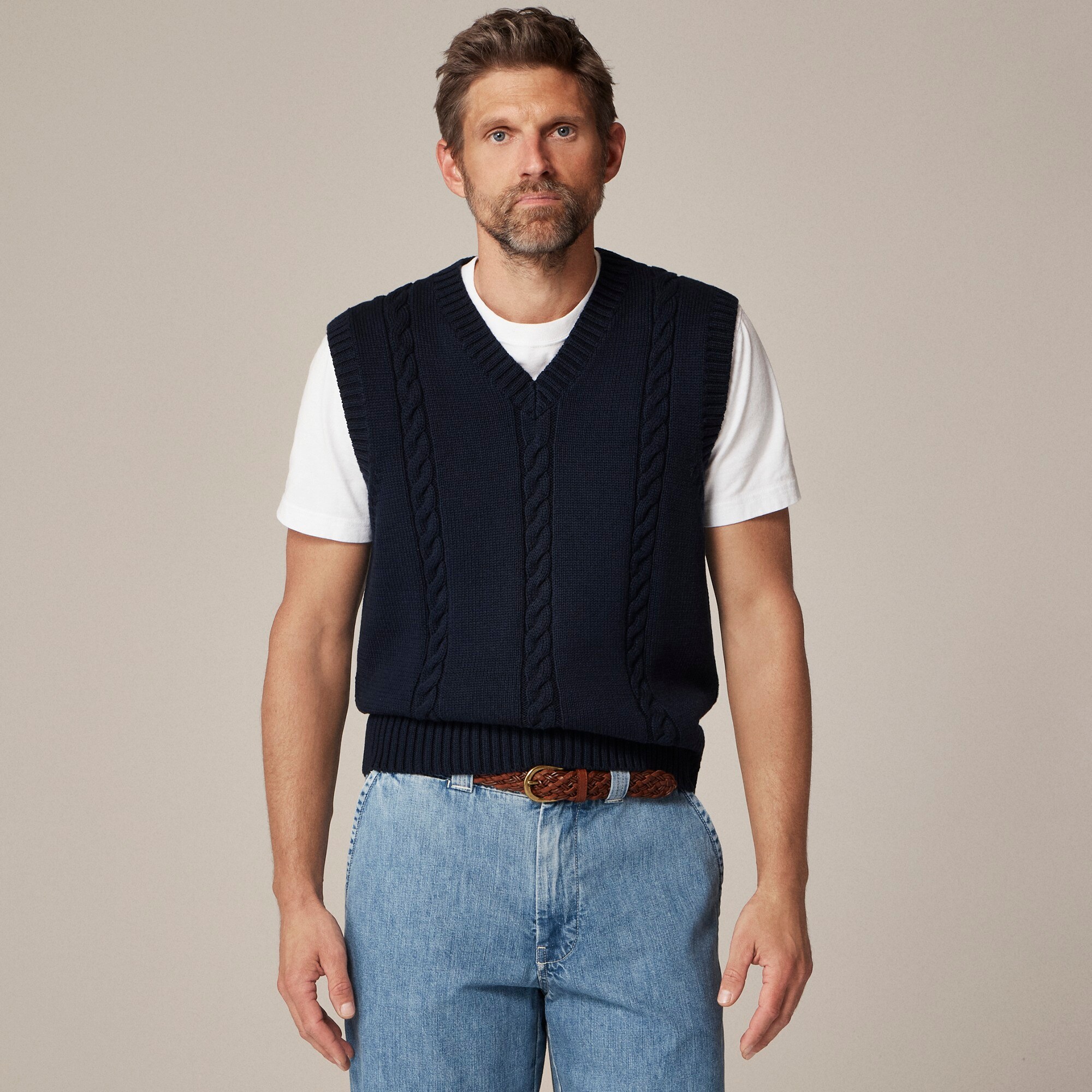 mens Cotton cable-knit sweater-vest