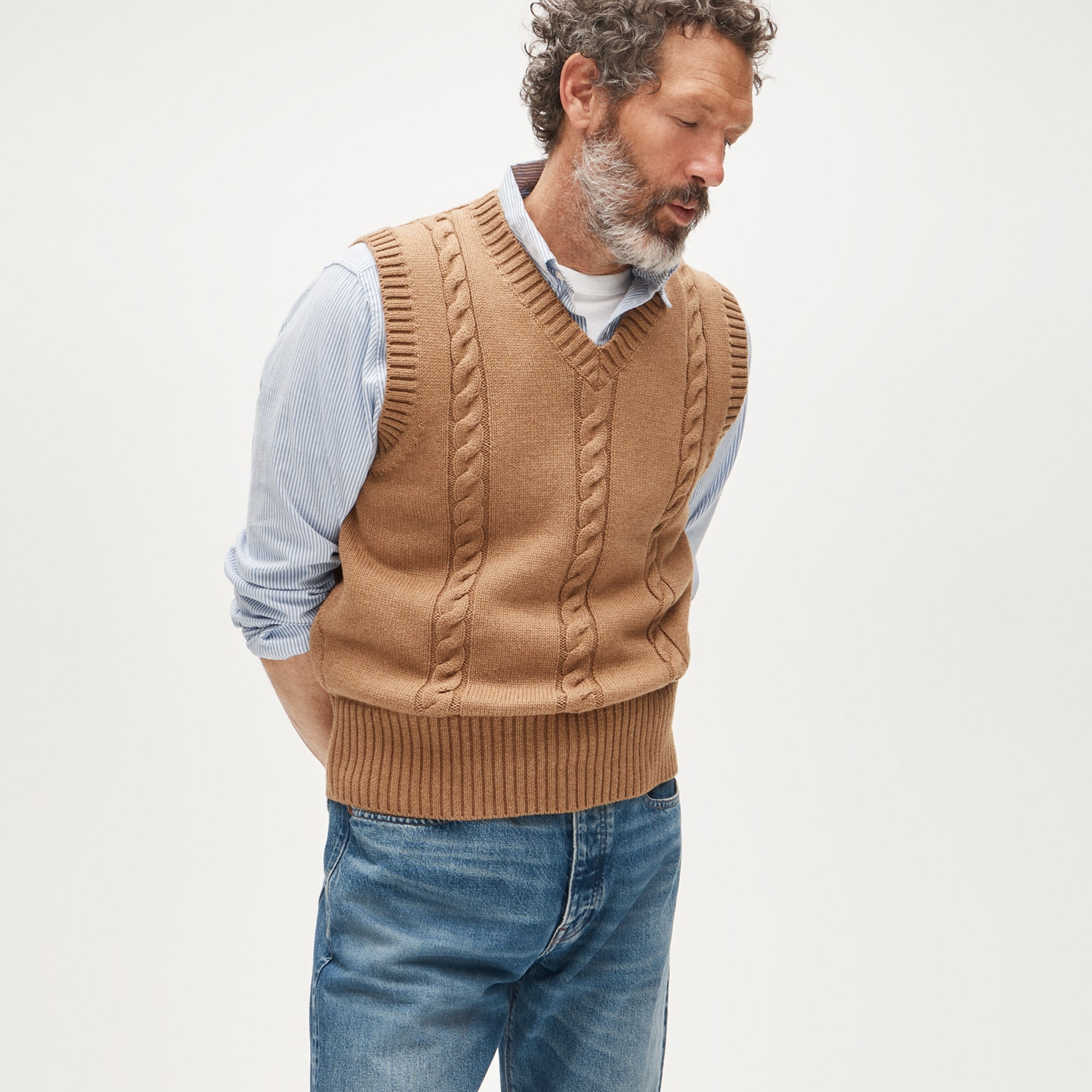 Cotton cable-knit sweater-vest