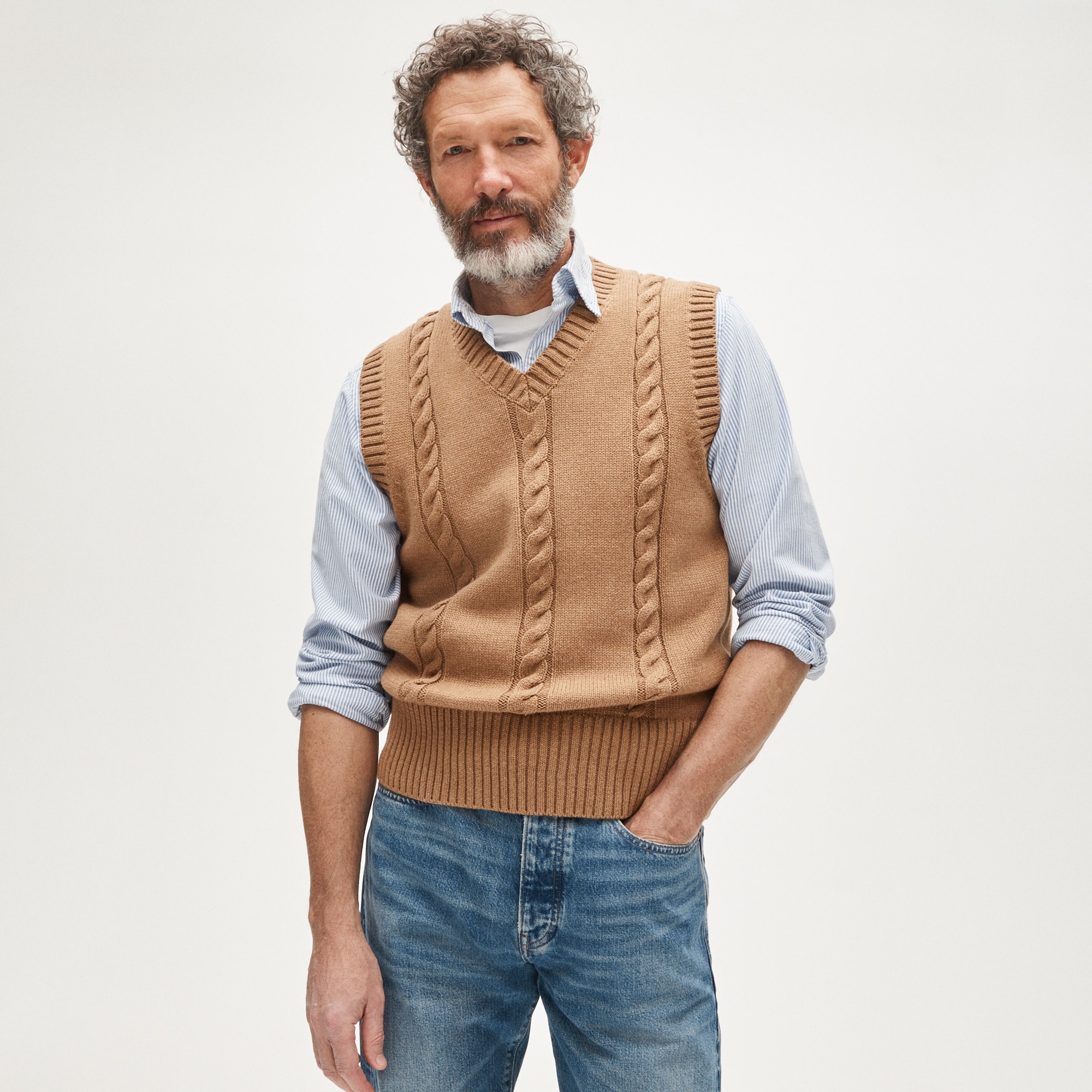  Cotton cable-knit sweater-vest