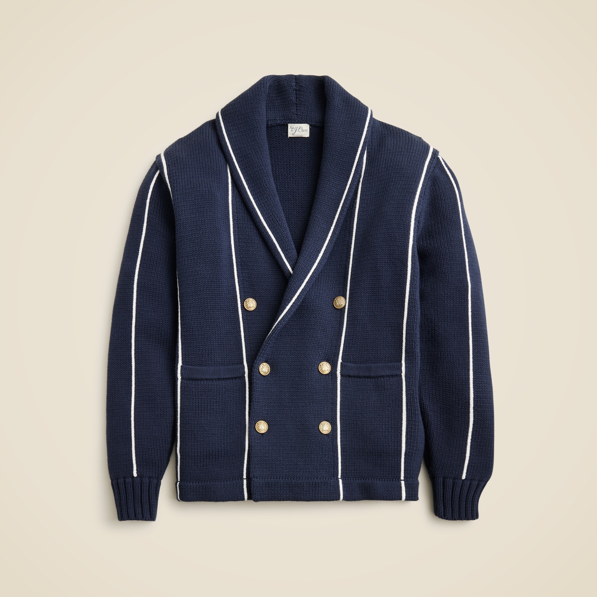 mens Double-breasted shawl-collar cotton cardigan