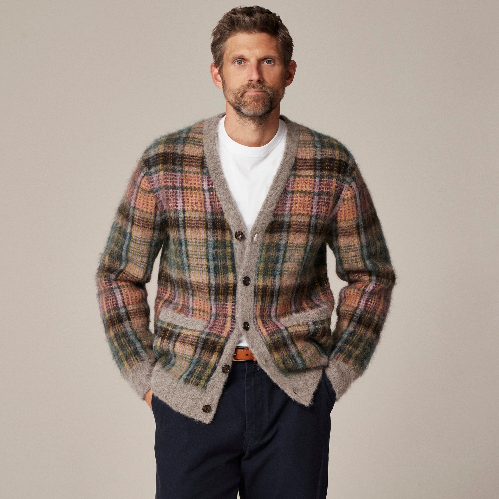 mens Alpaca-blend V-neck cardigan
