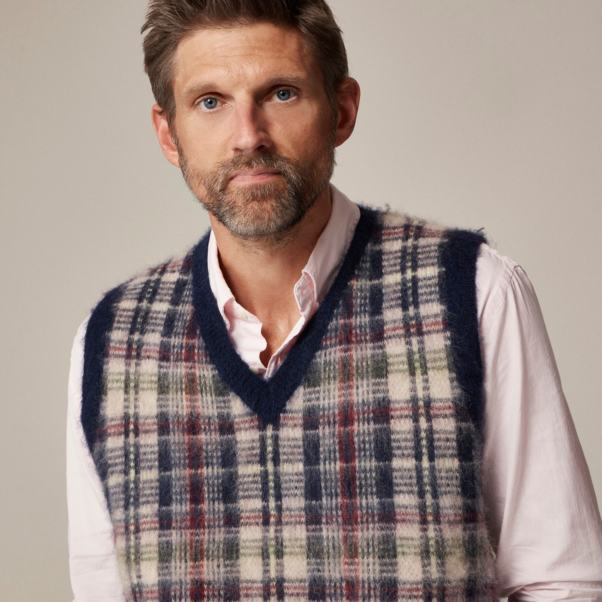 Alpaca-blend sweater-vest in plaid