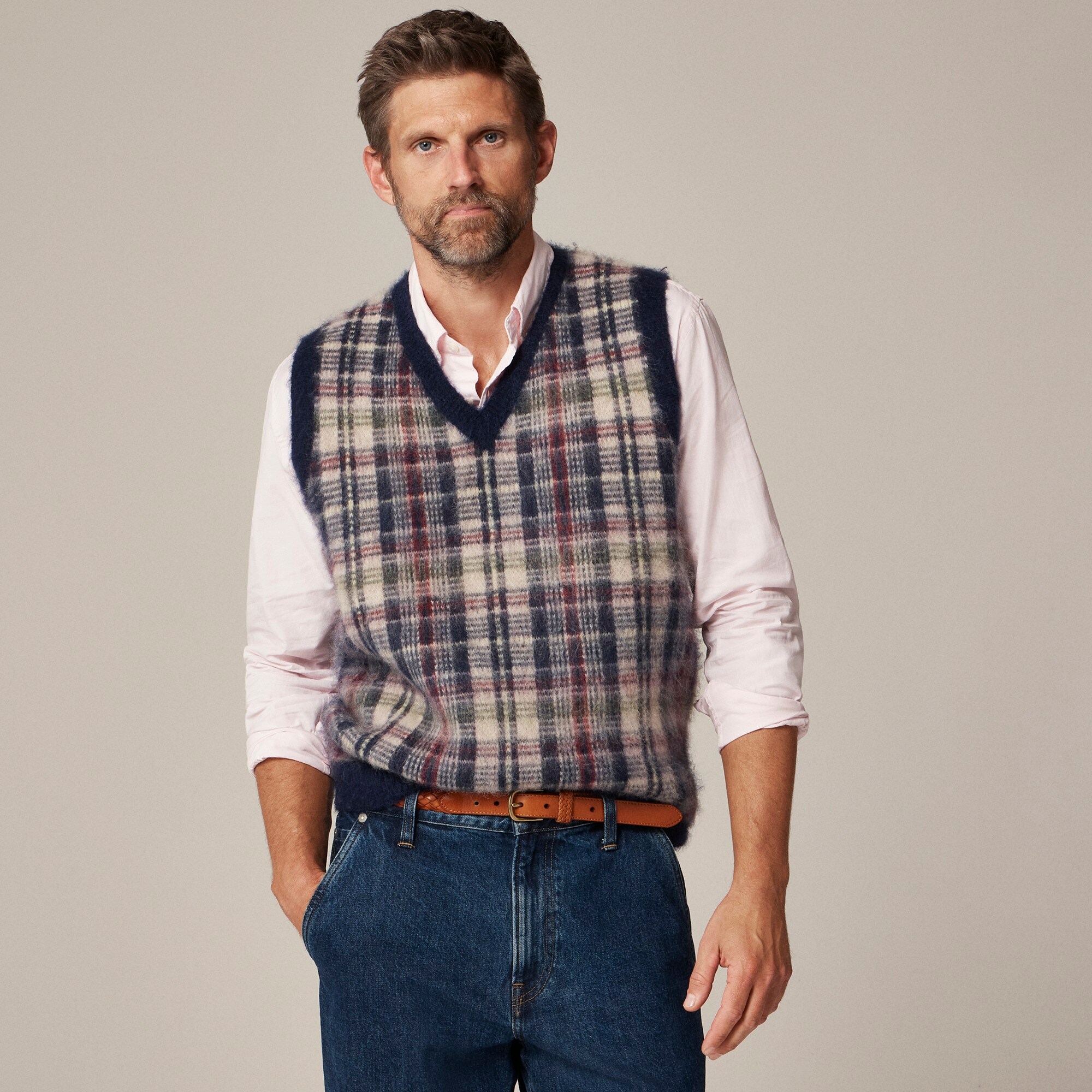 mens Alpaca-blend sweater-vest in plaid