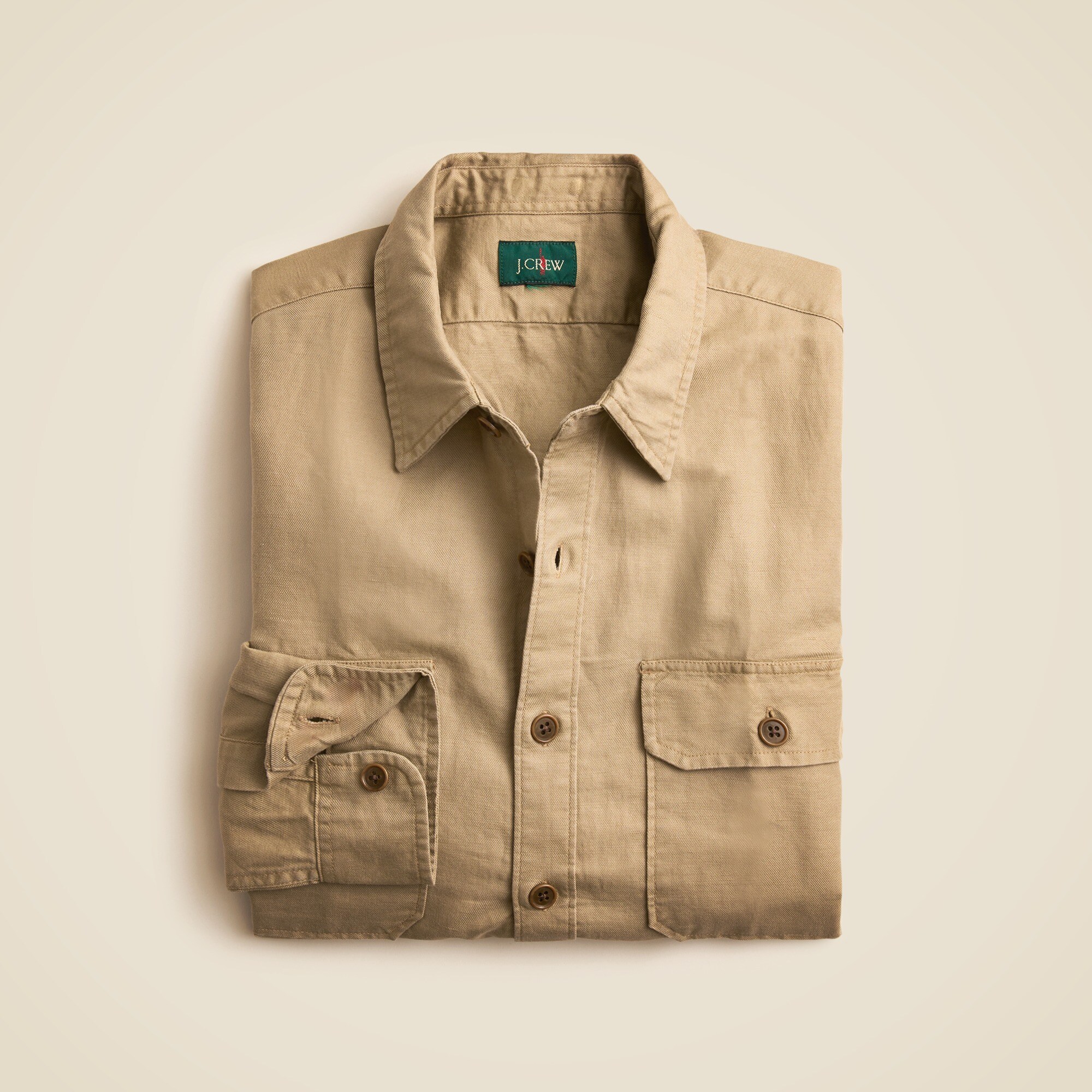 Linen-cotton blend twill workshirt