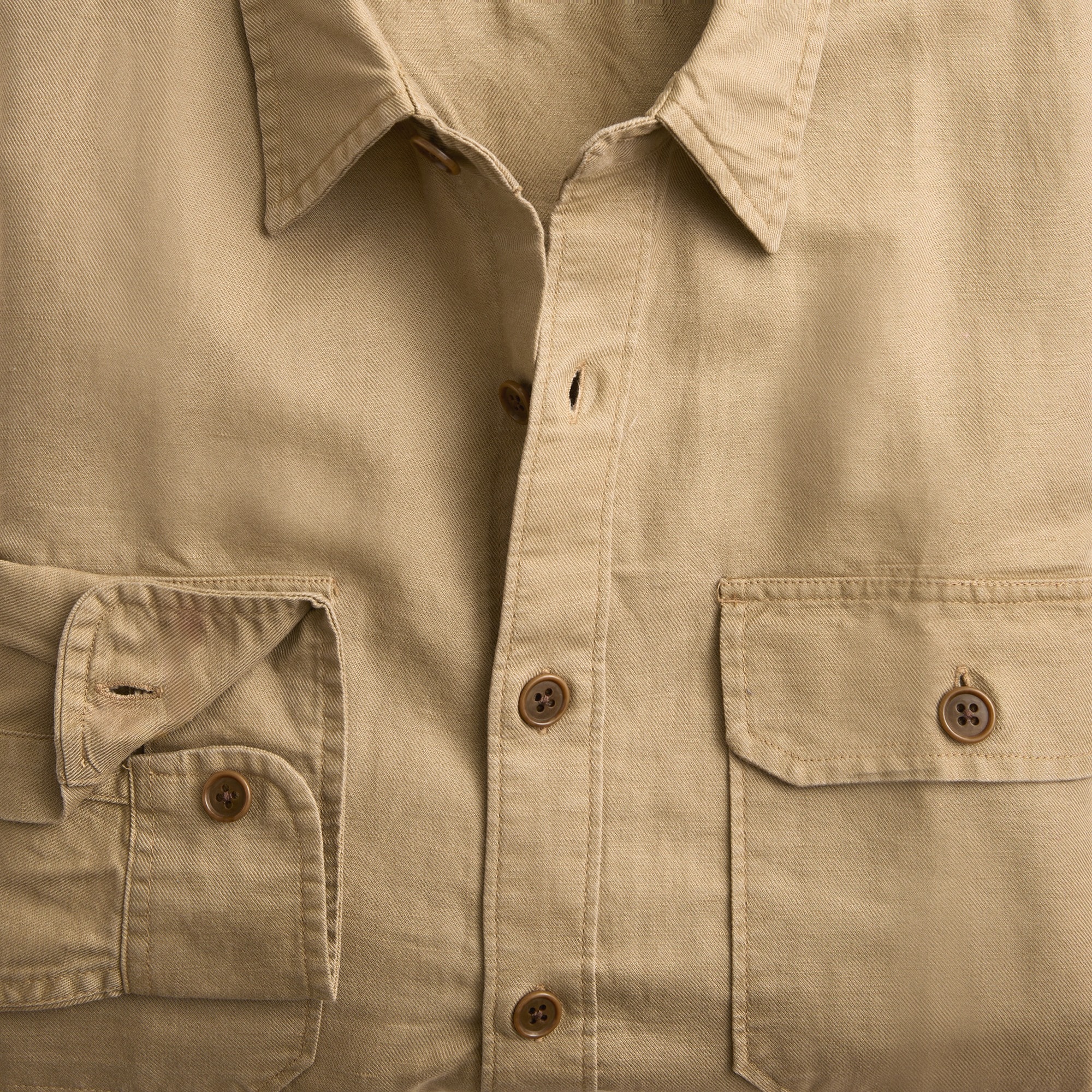 Linen-cotton blend twill workshirt
