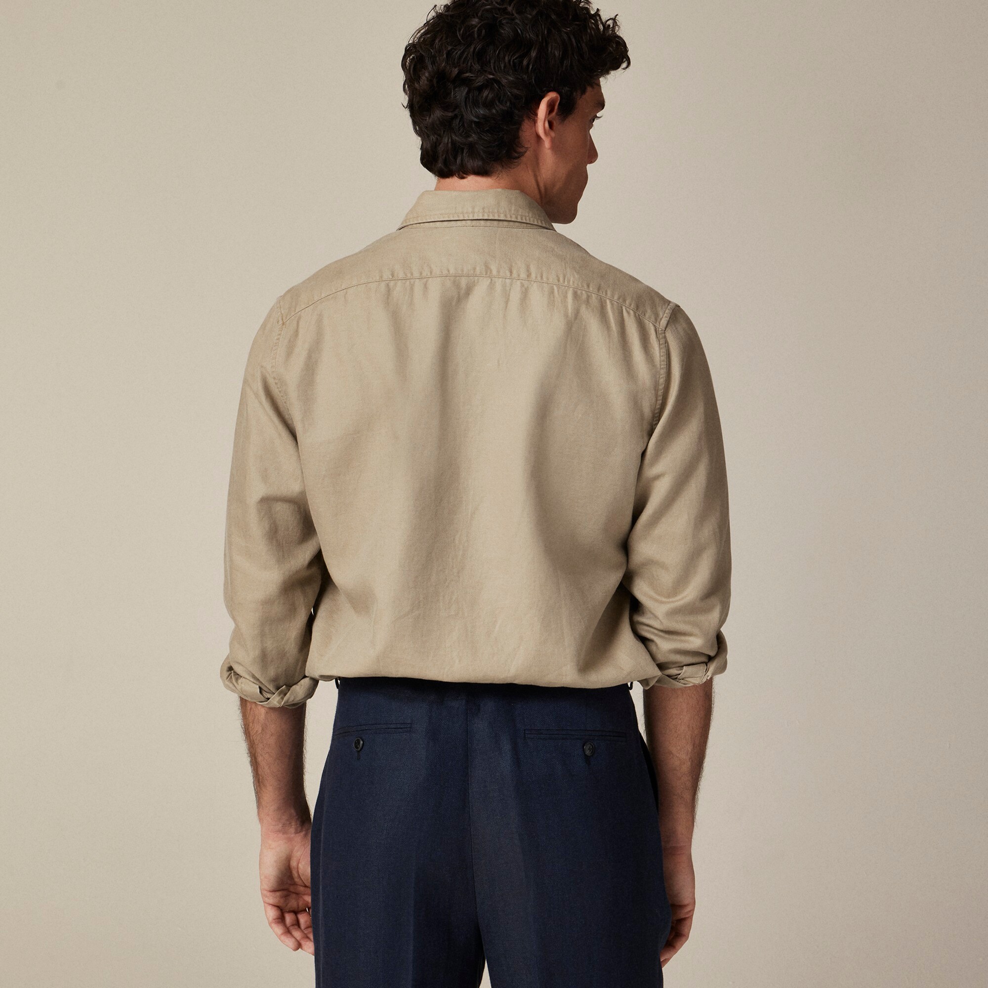 Linen-cotton blend twill workshirt
