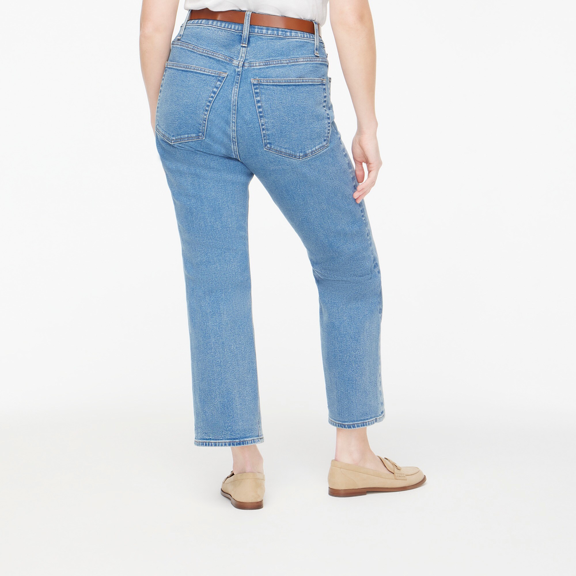 Petite curvy mid-rise flare crop jean in all-day stretch