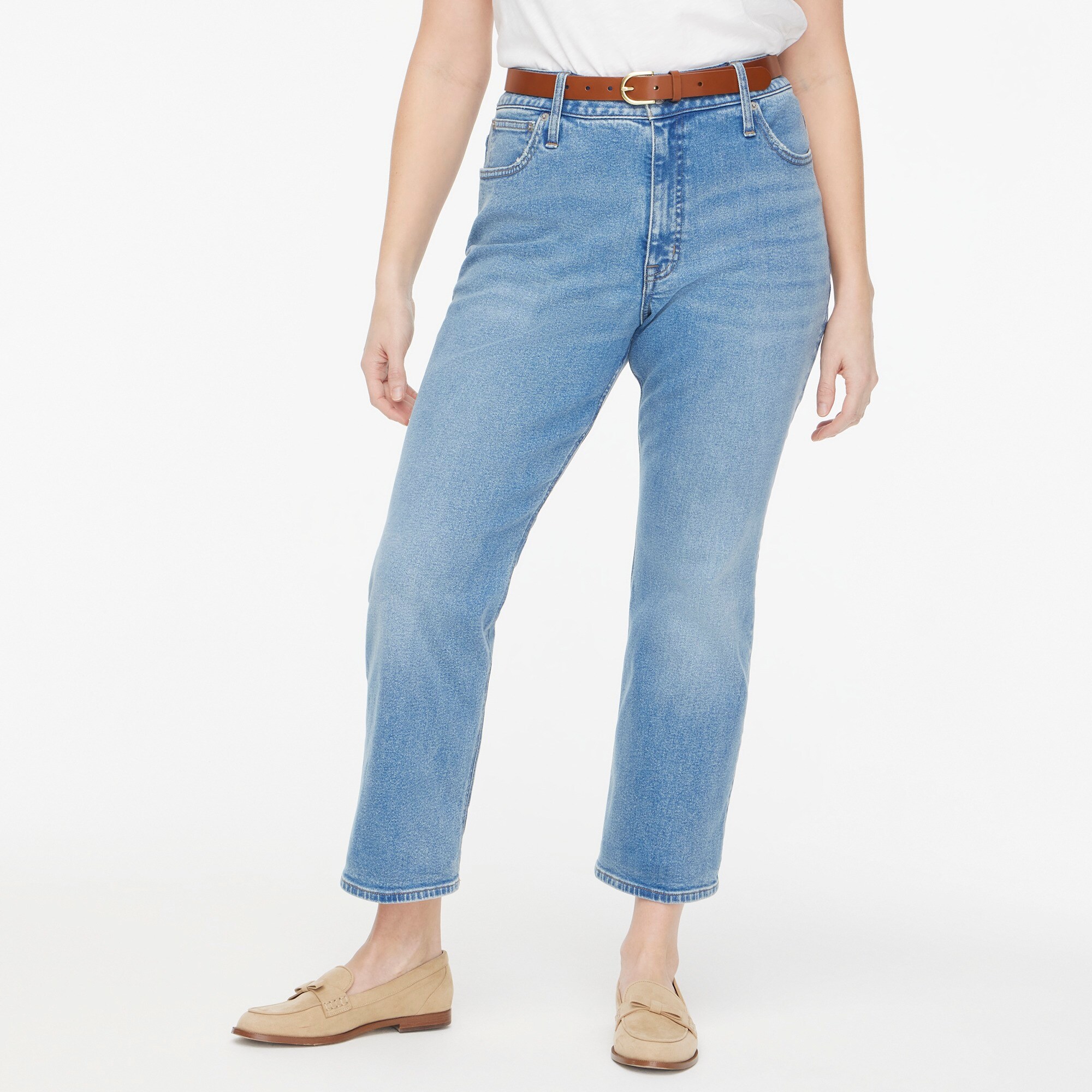 Petite curvy mid-rise flare crop jean in all-day stretch