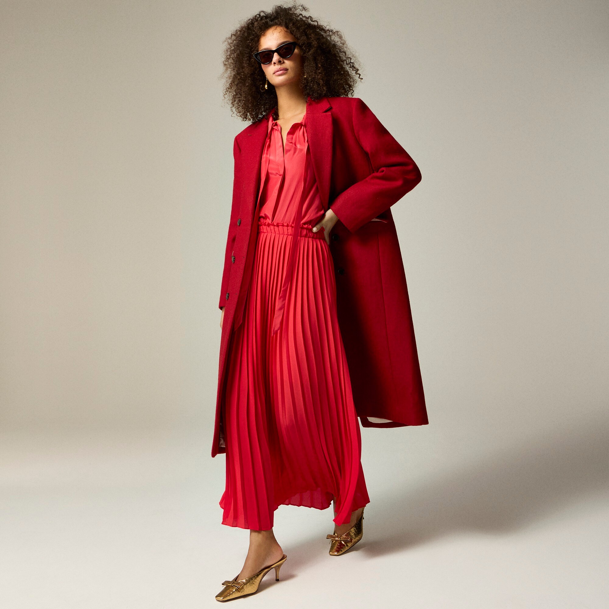 Pleated maxi skirt in drapey georgette