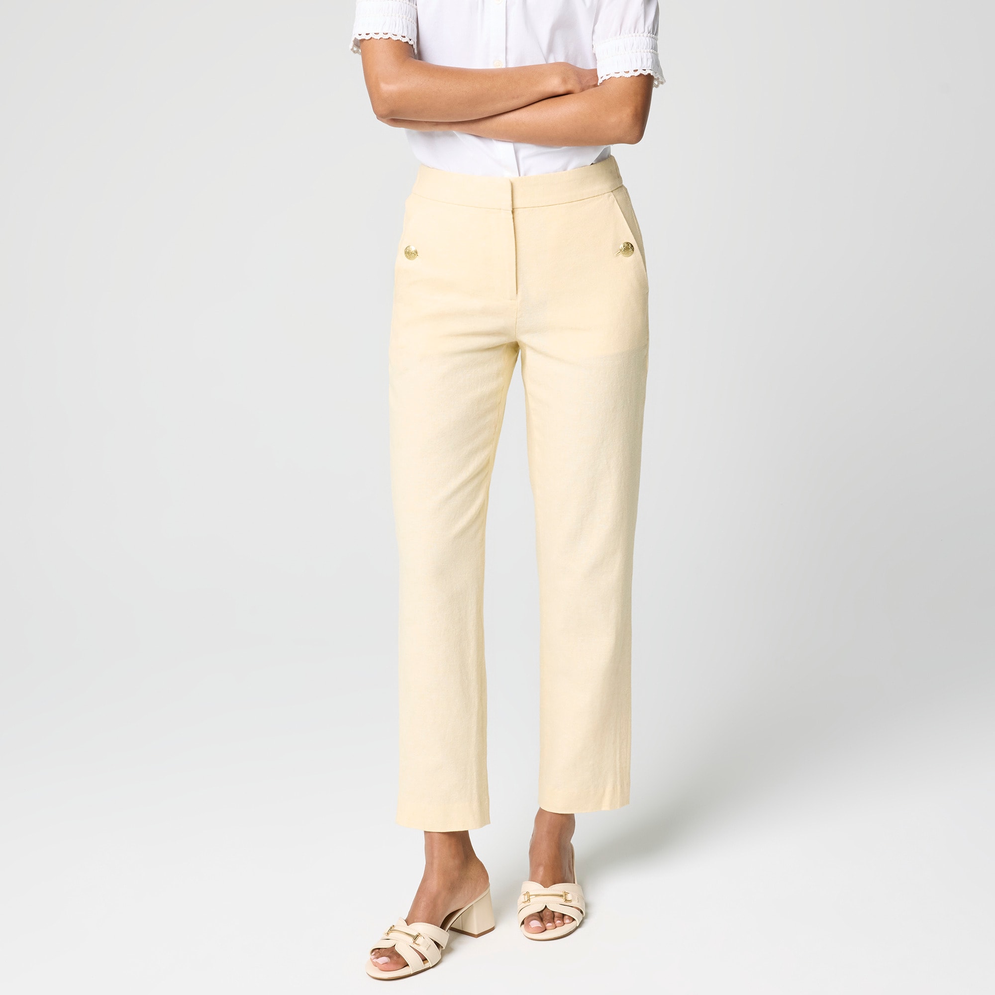 レディース Pale Jute linen piping pants