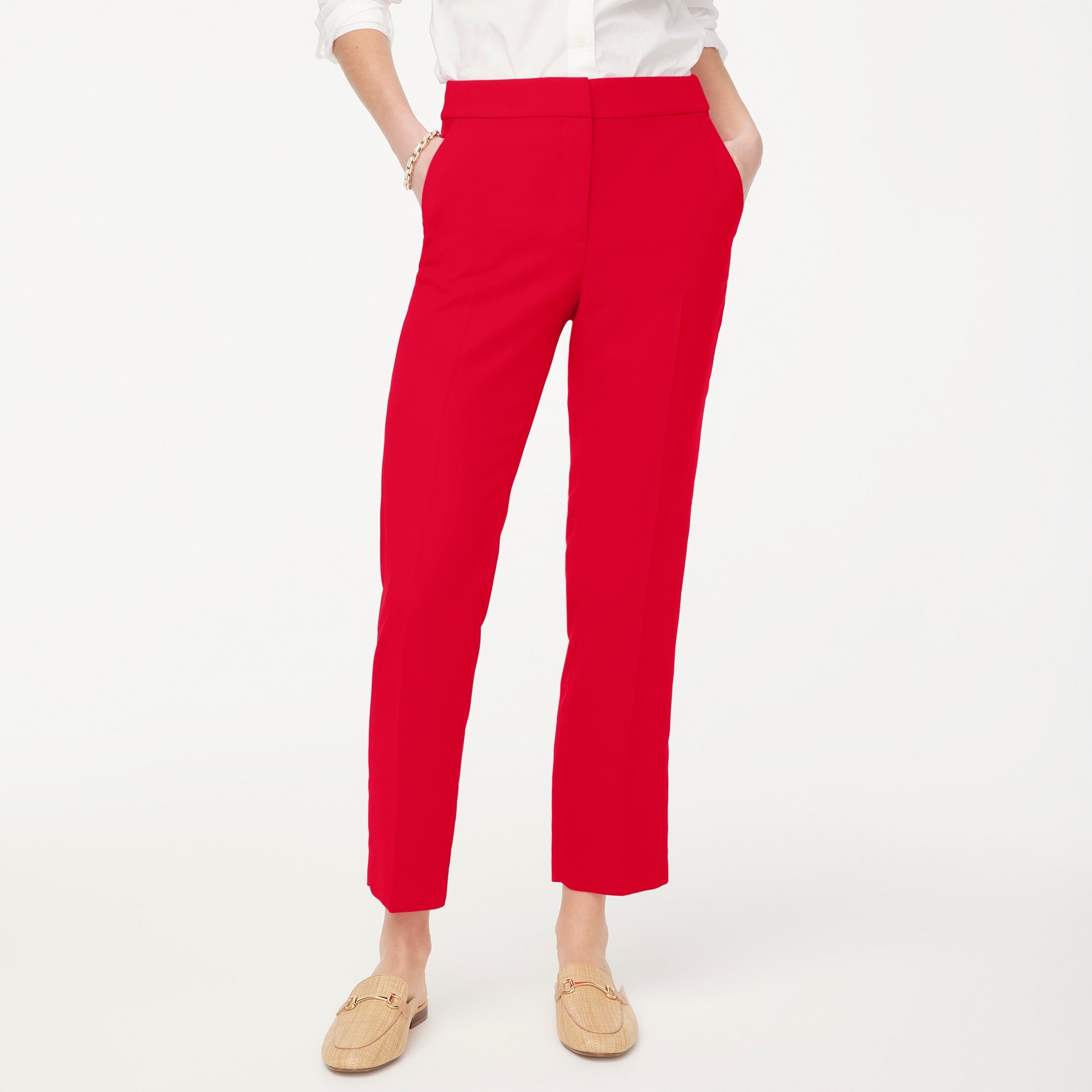 Crepe straight-leg cropped pant
