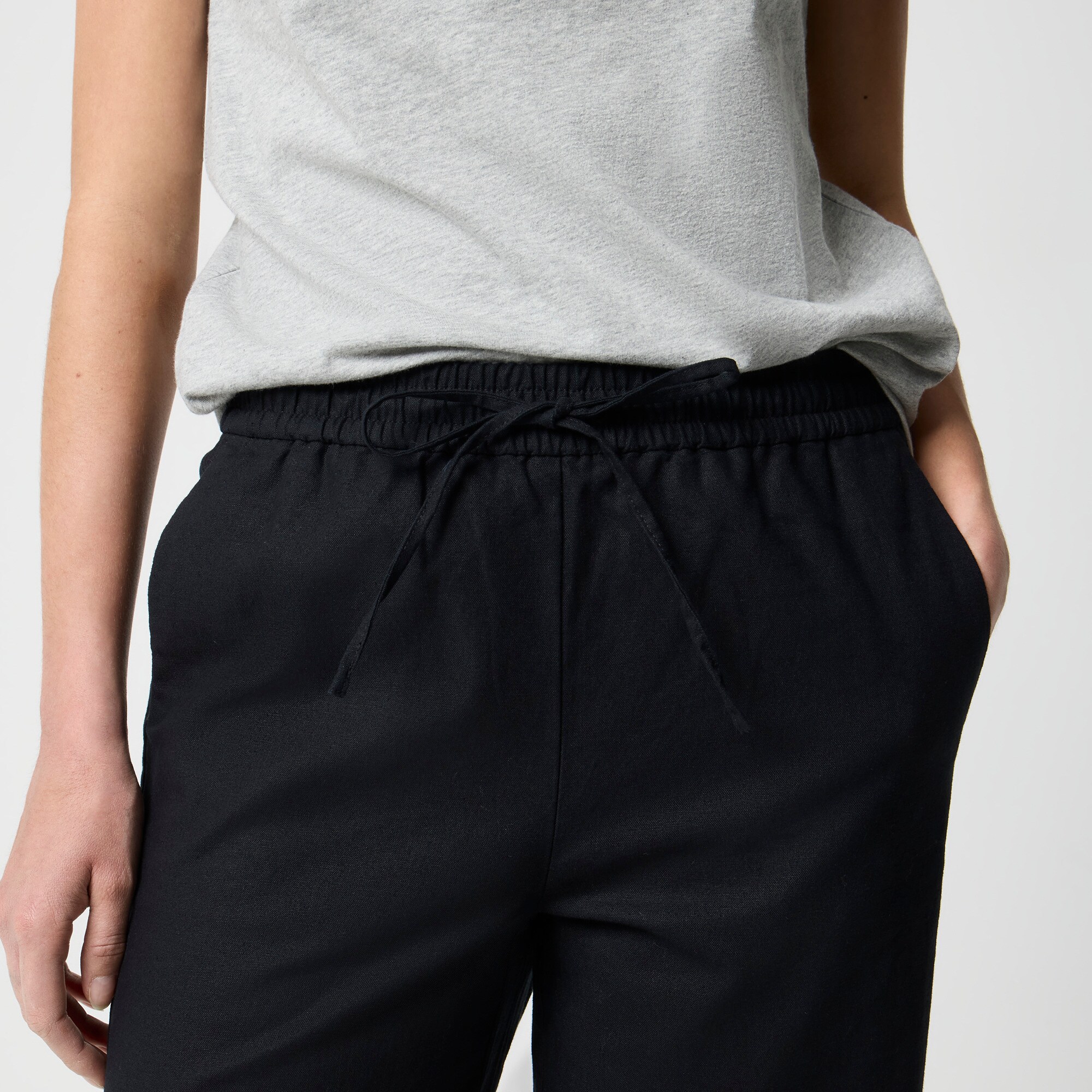 Linen-blend Slim Wide-leg Drawstring Pant For Women | Factory display picture 1