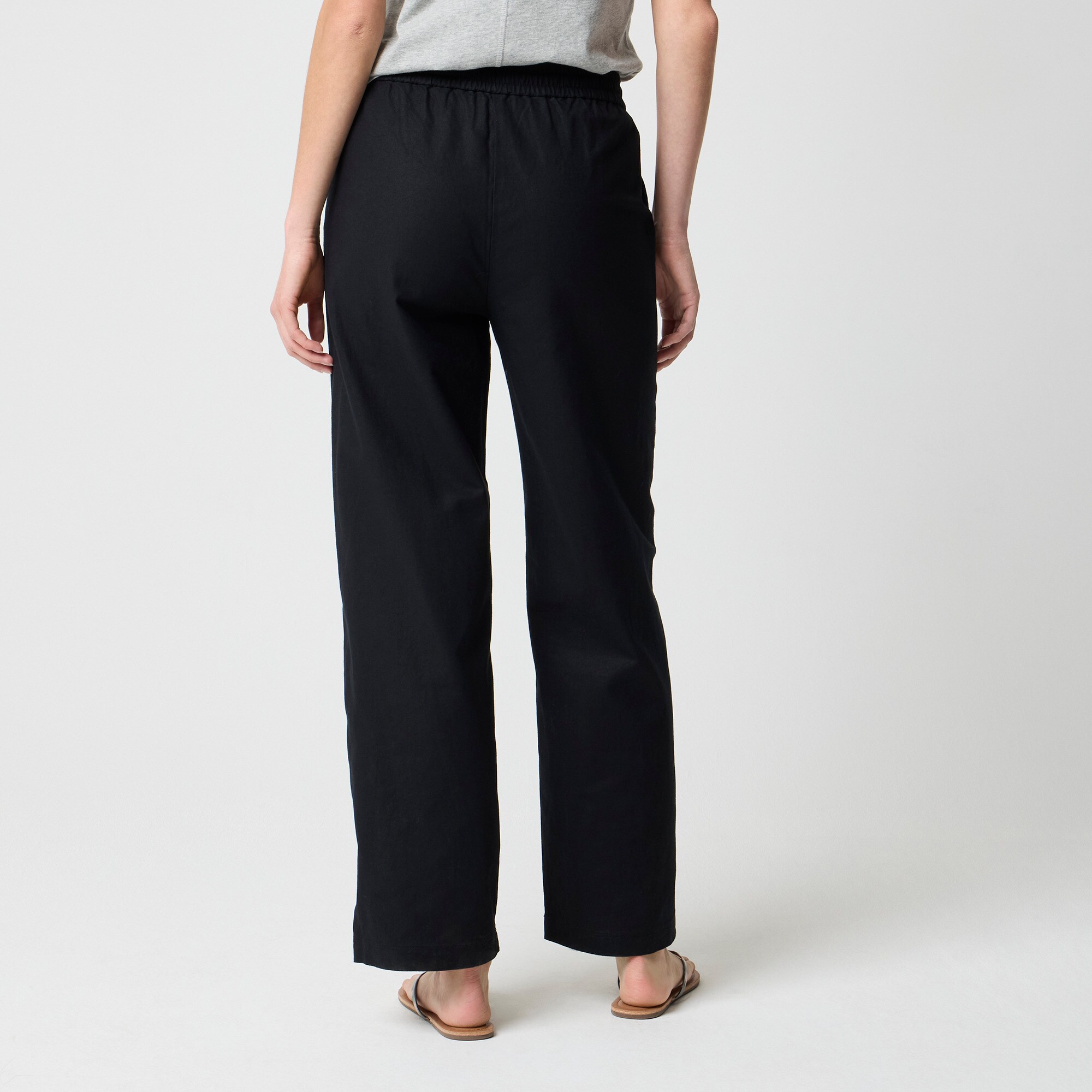Linen-blend Slim Wide-leg Drawstring Pant For Women | Factory