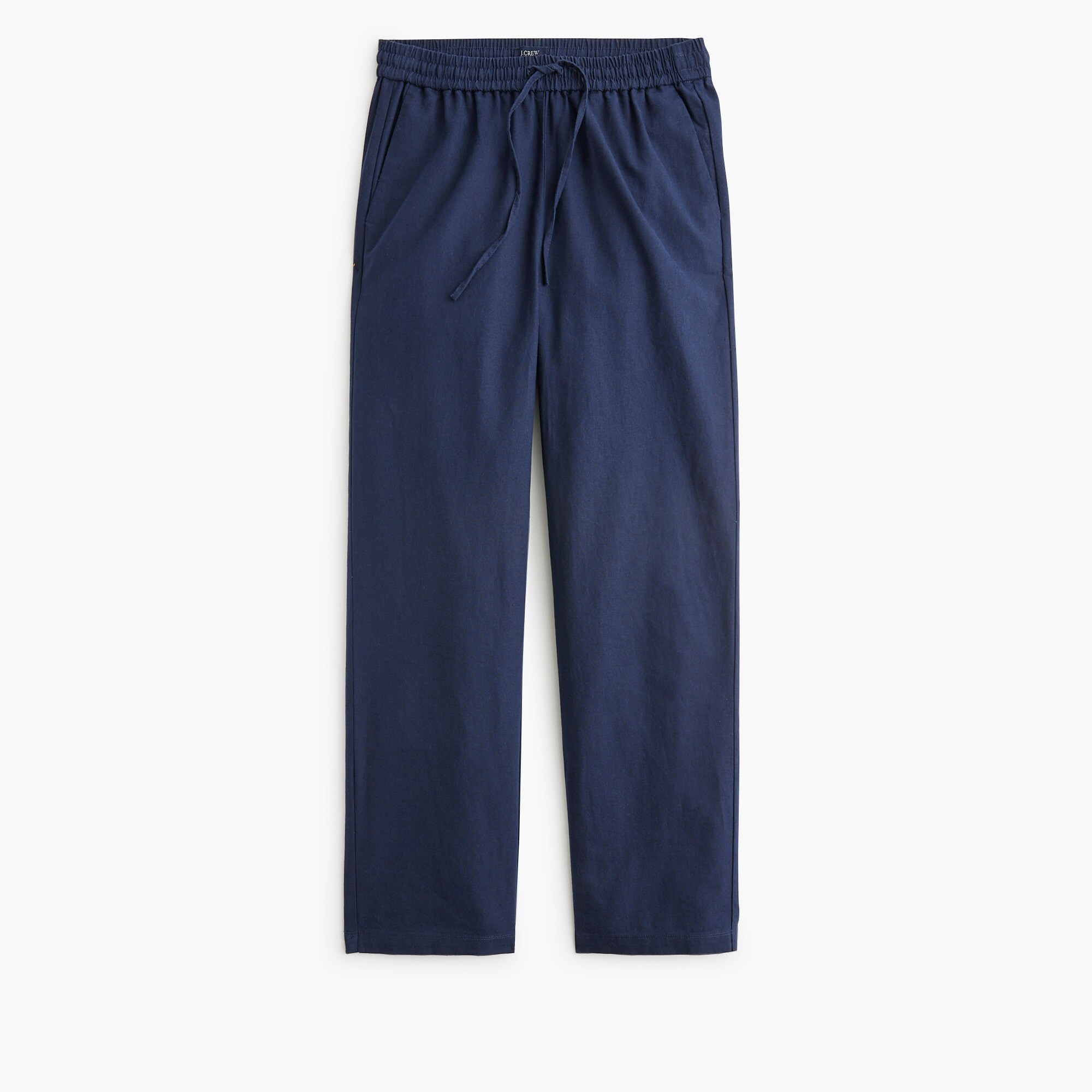linen-blend slim wide-leg drawstring pant for women