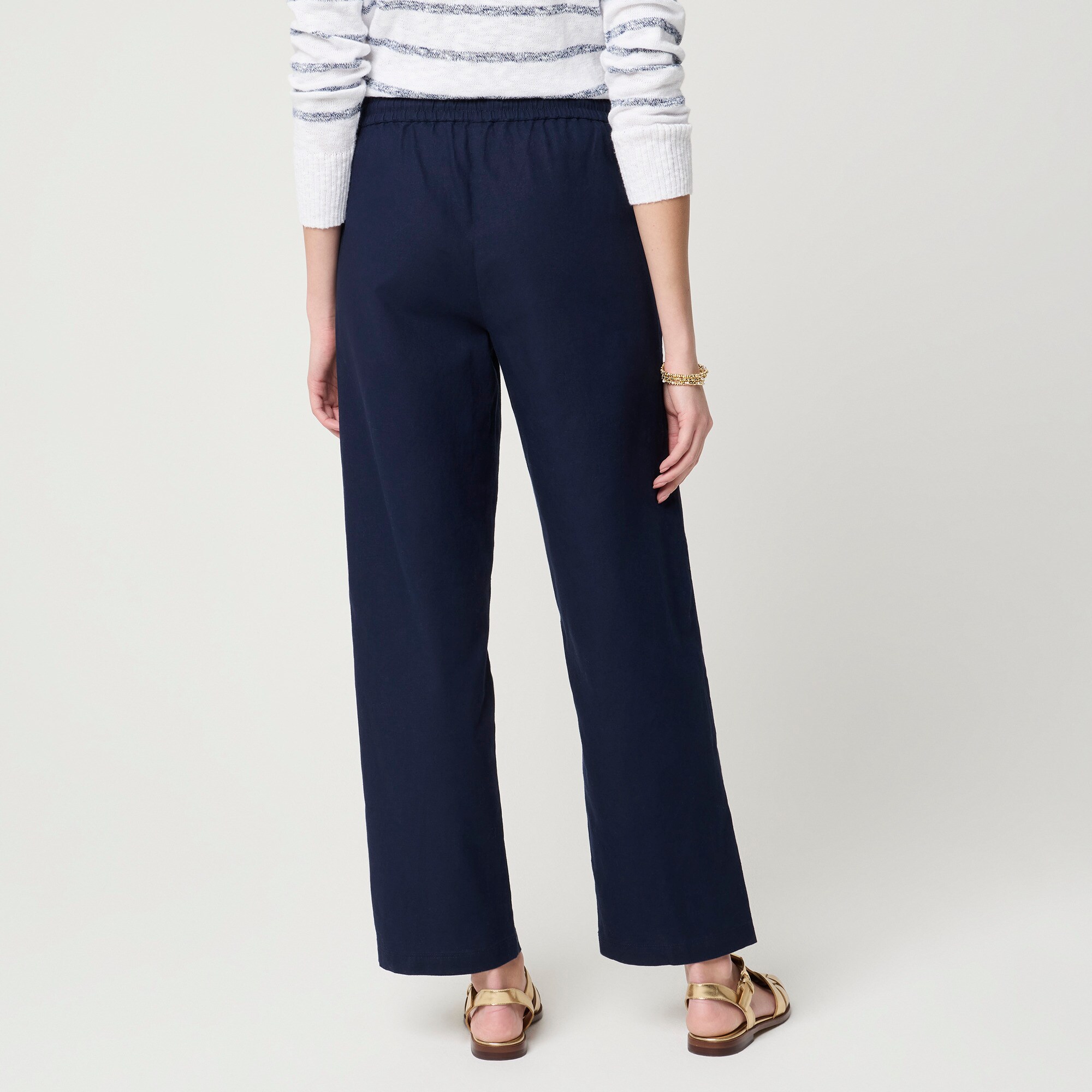 Linen-blend Slim Wide-leg Drawstring Pant For Women | Factory