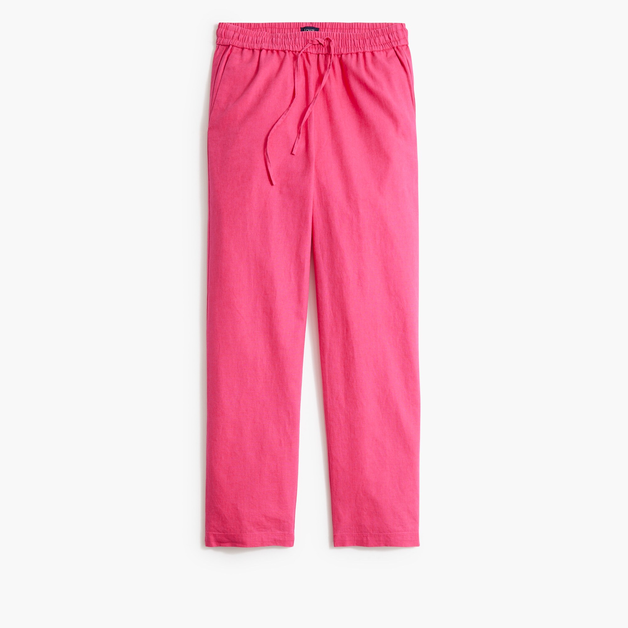 Linen-blend slim wide-leg drawstring pant