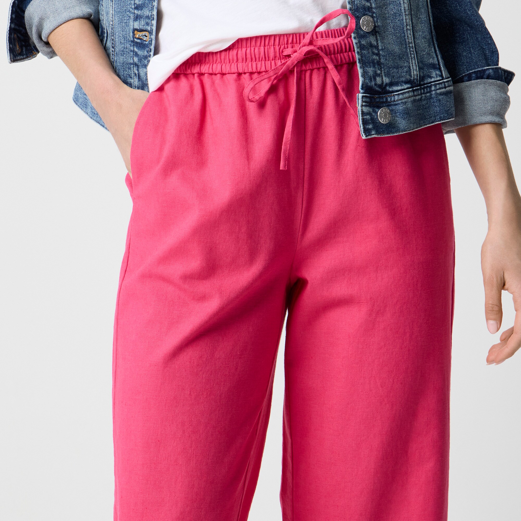 Factory: Linen-blend Slim Wide-leg Drawstring Pant For Women