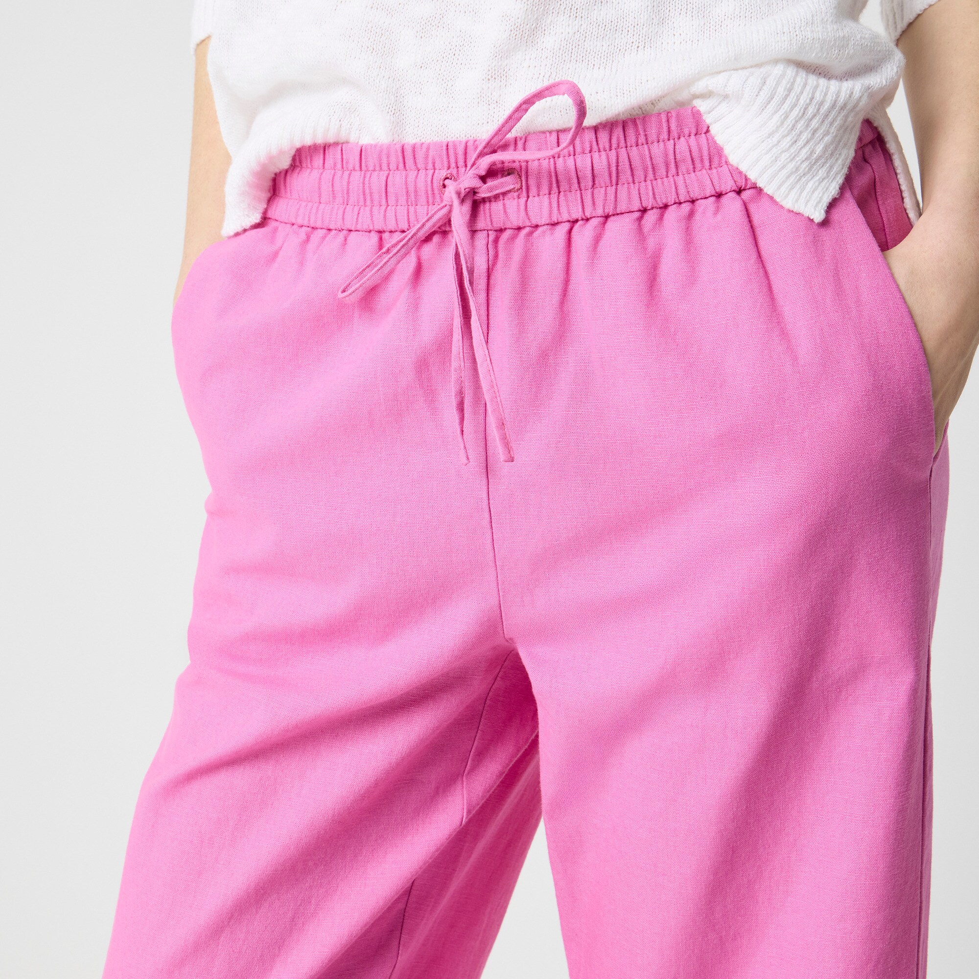 Linen-blend Slim Wide-leg Drawstring Pant For Women | Factory