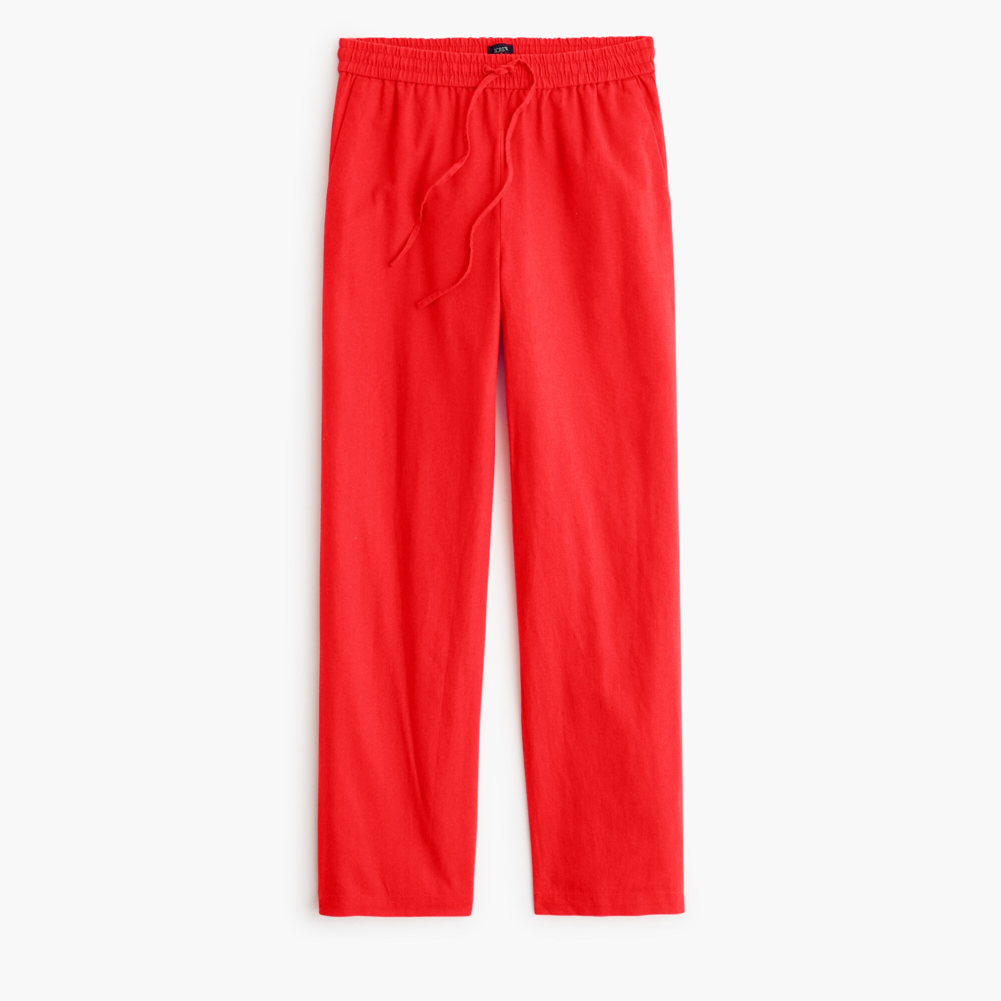  Linen-blend slim wide-leg drawstring pant