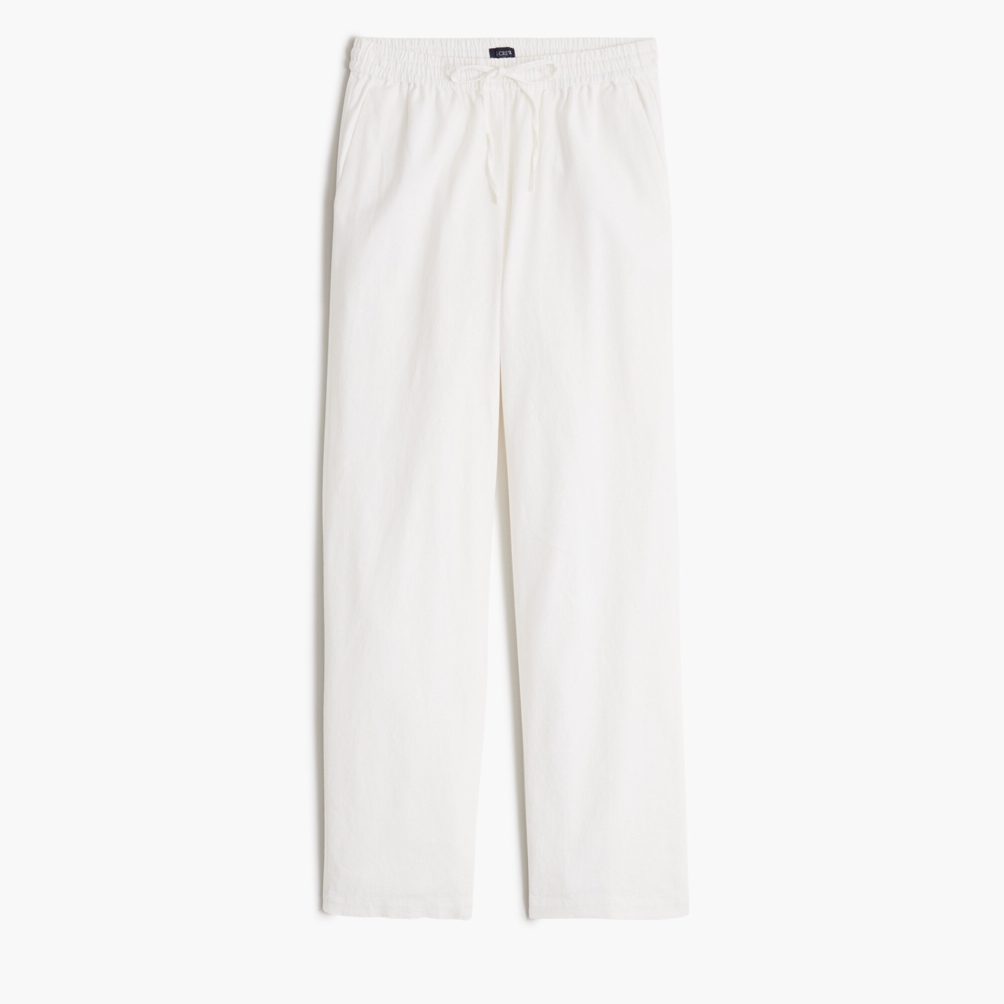 Linen-blend slim wide-leg drawstring pant