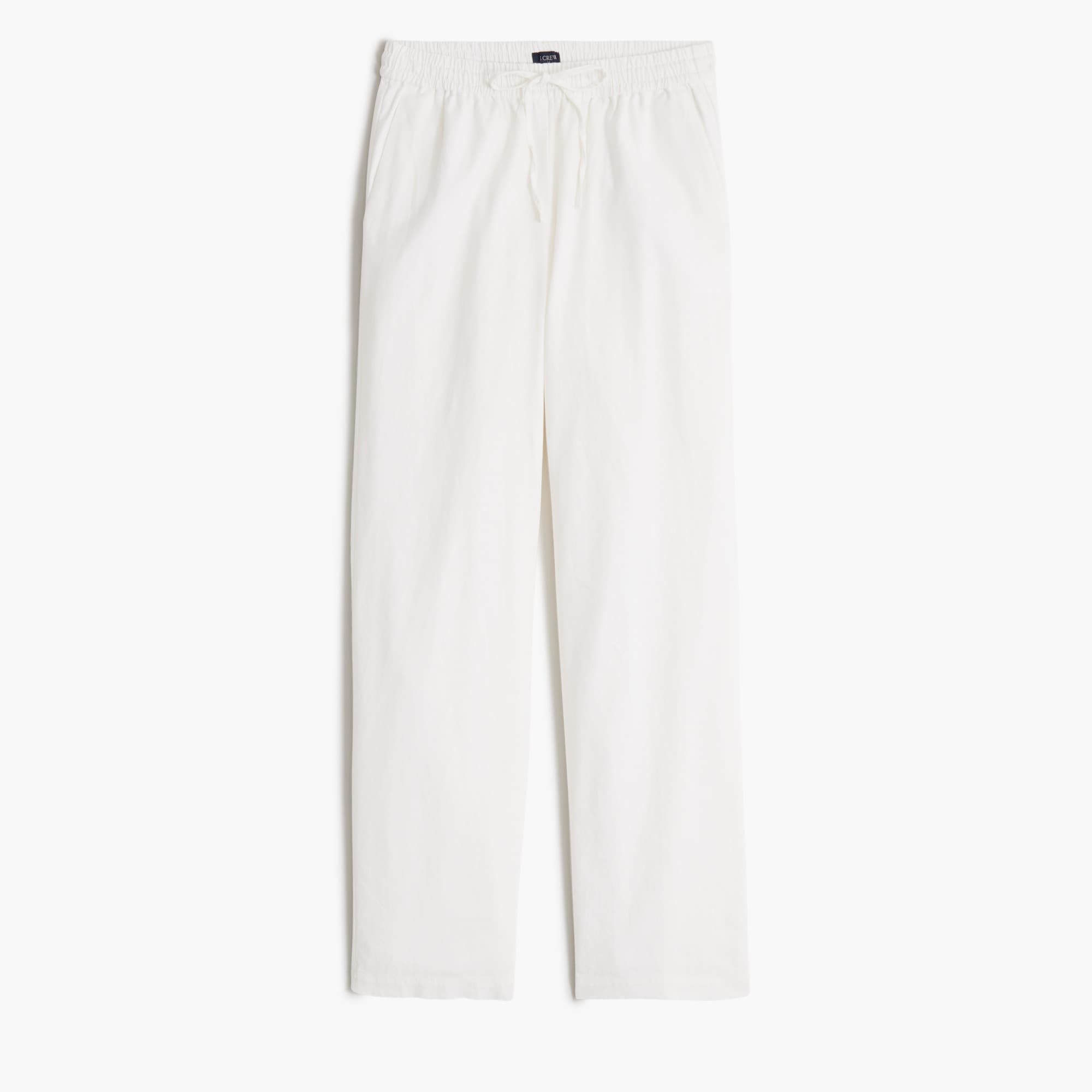 Petite linen-blend slim wide-leg drawstring pant