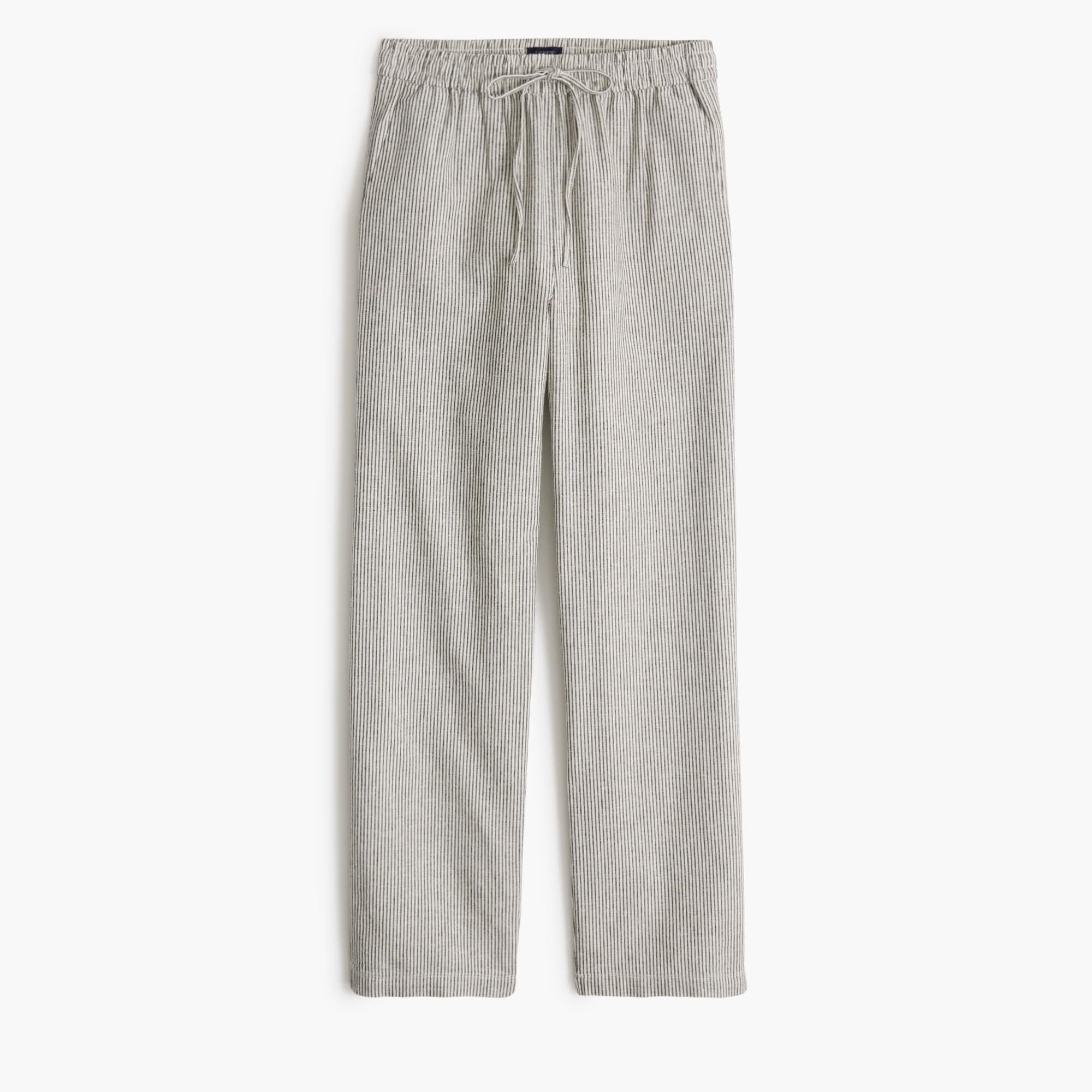 Linen-blend slim wide-leg drawstring pant
