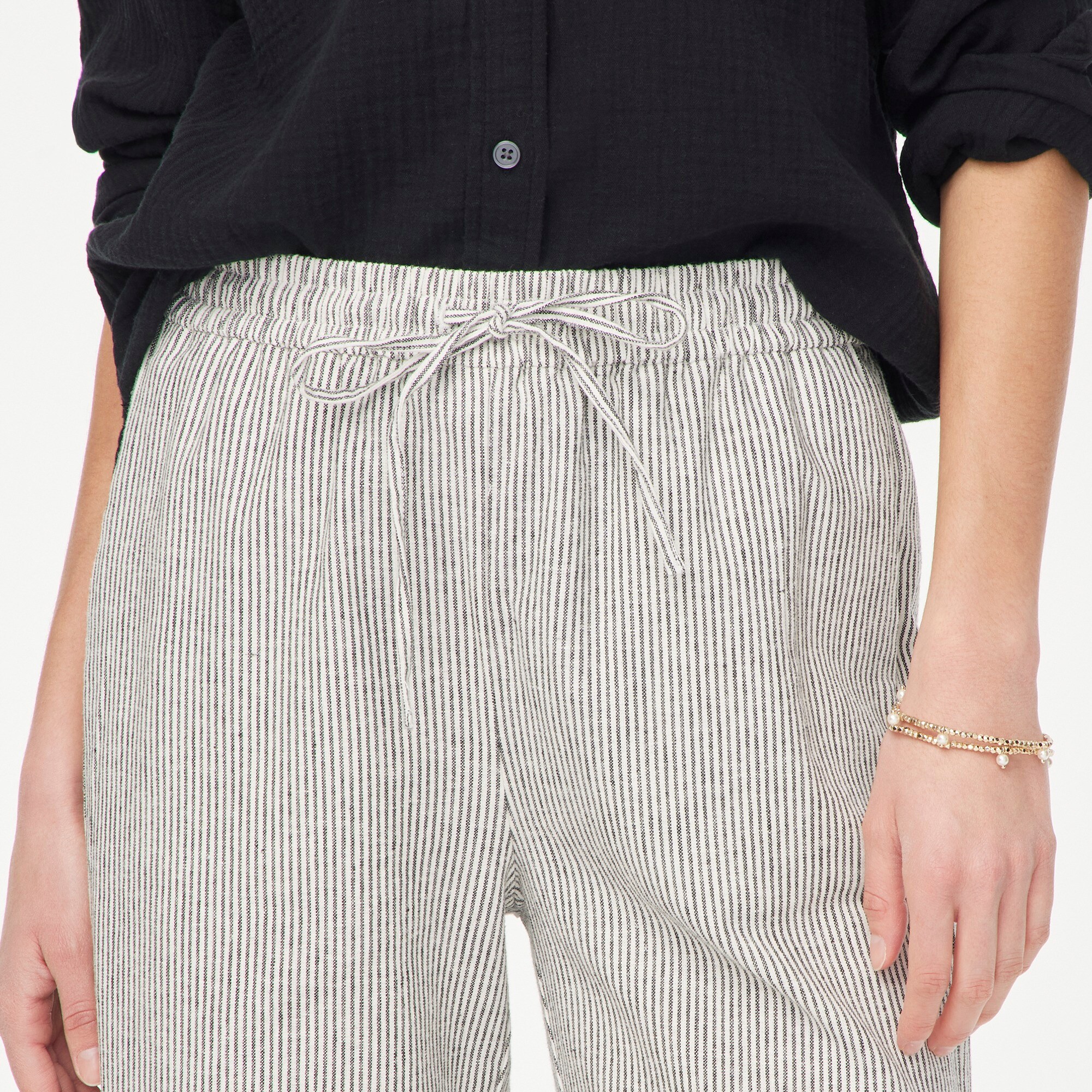Tall linen-blend slim wide-leg drawstring pant