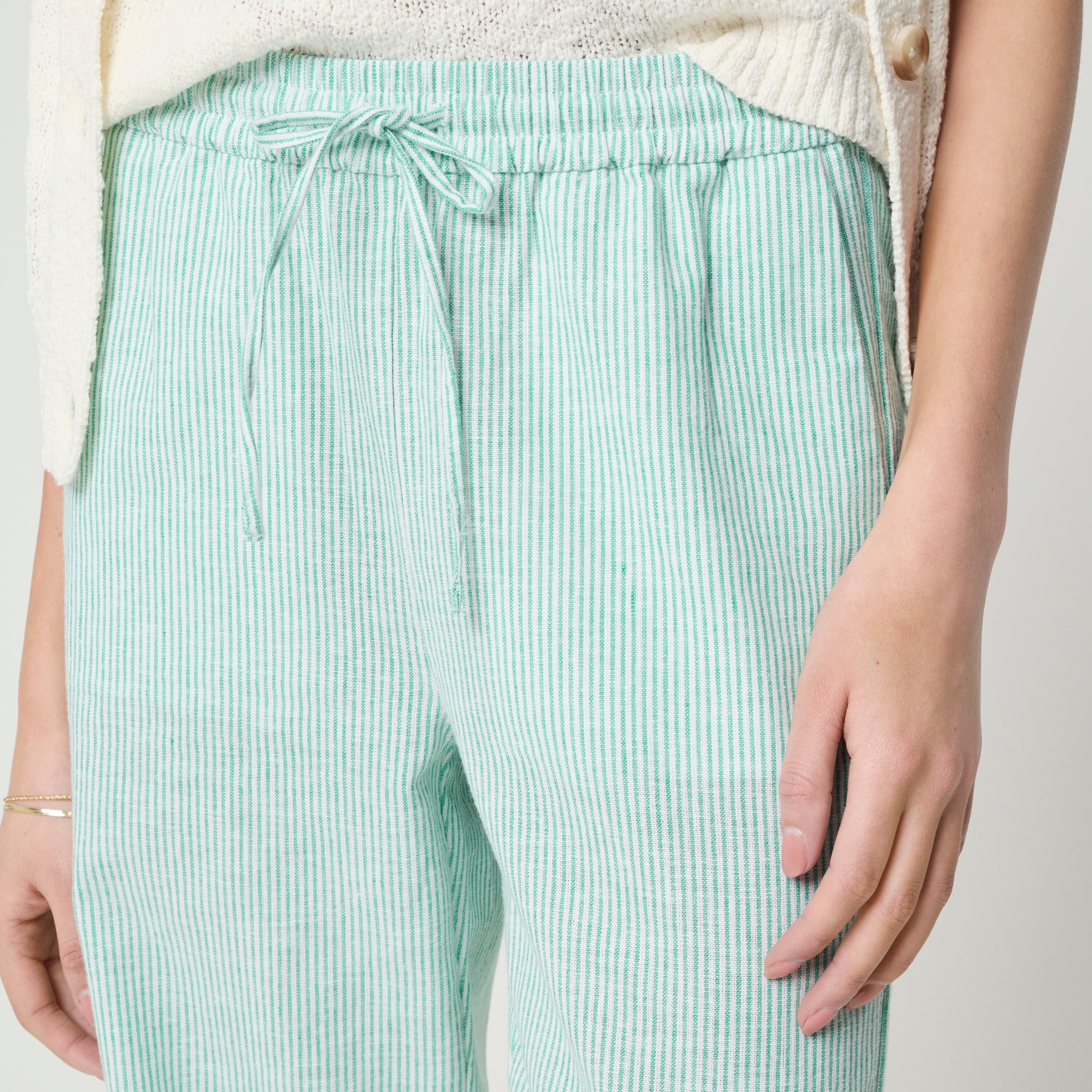 Linen-blend Slim Wide-leg Drawstring Pant For Women | Factory