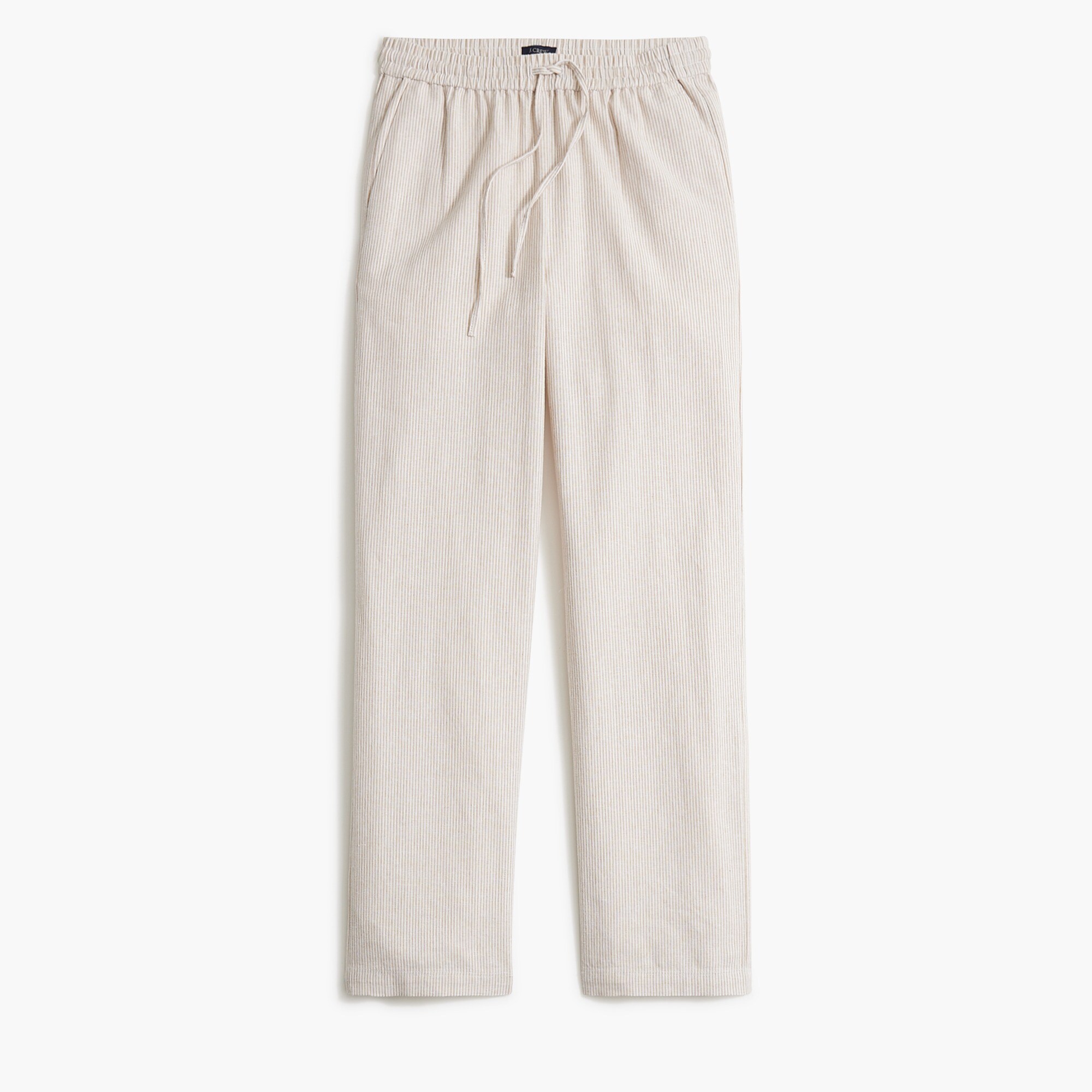 Linen-blend slim wide-leg drawstring pant