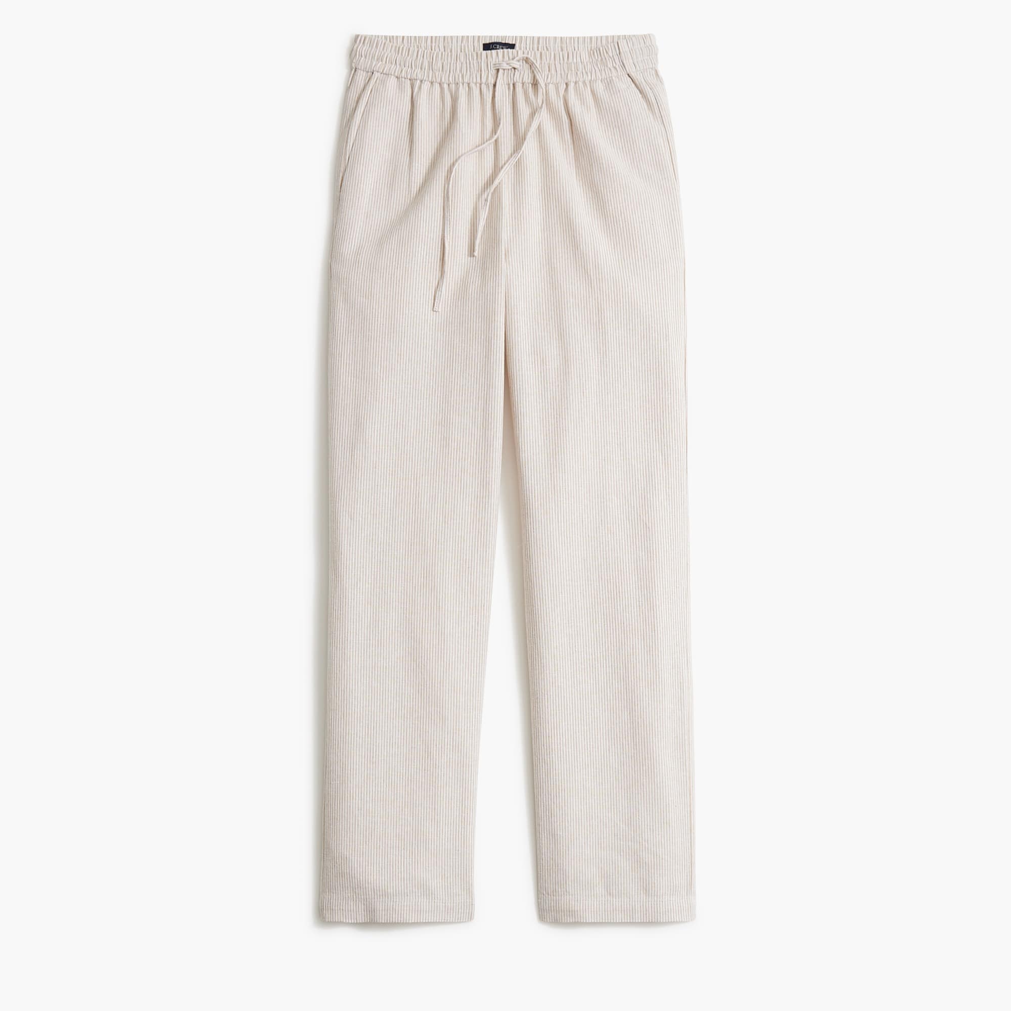 linen-blend slim wide-leg drawstring pant for women